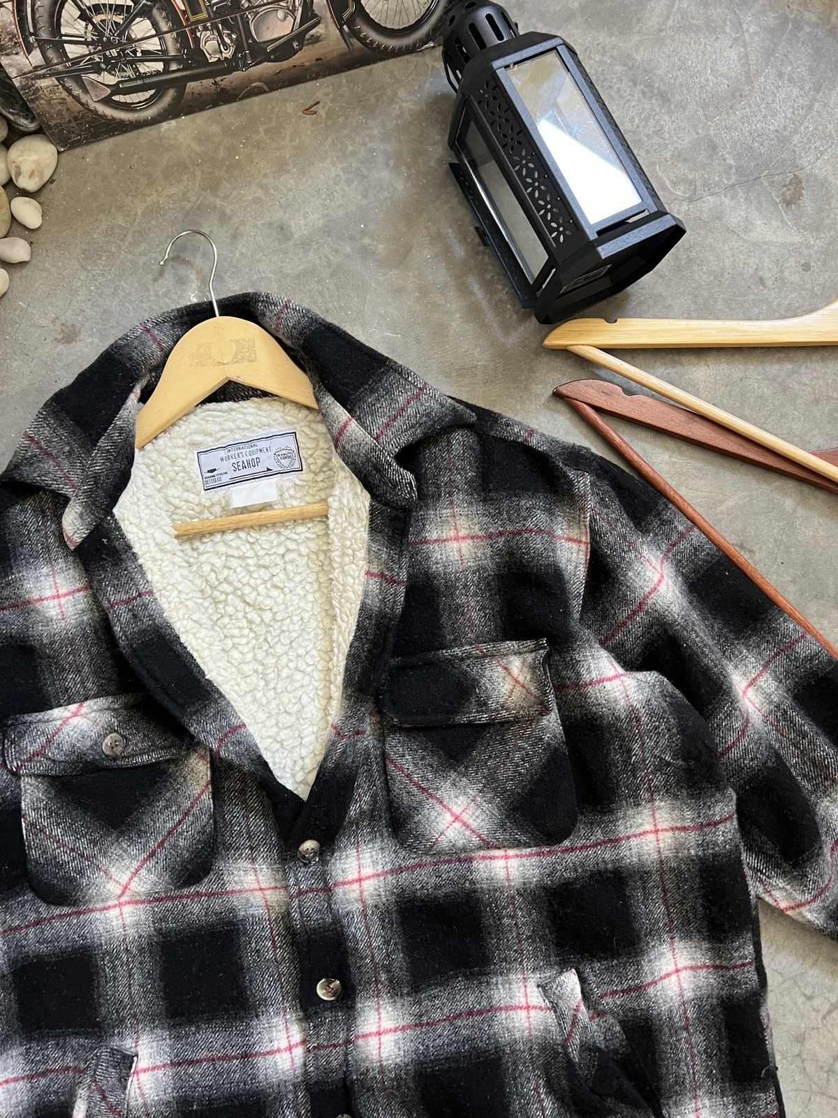 Japanese Brand × Vintage Vintage 🖤 Plaid Flannel Sherpa Jacket Size US L / EU 52-54 / 3 - 3 Thumbnail
