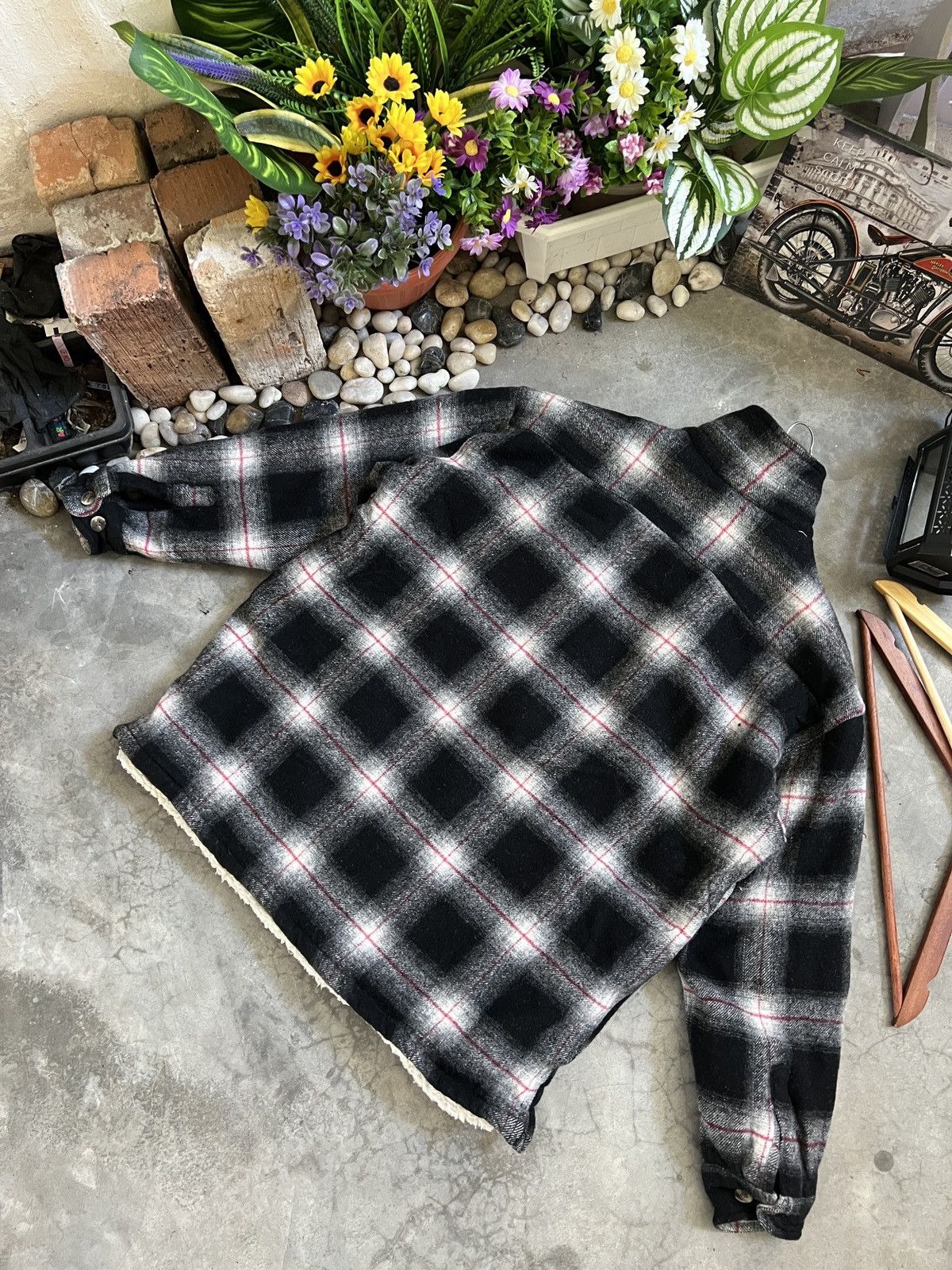 Japanese Brand × Vintage Vintage 🖤 Plaid Flannel Sherpa Jacket Size US L / EU 52-54 / 3 - 11 Thumbnail
