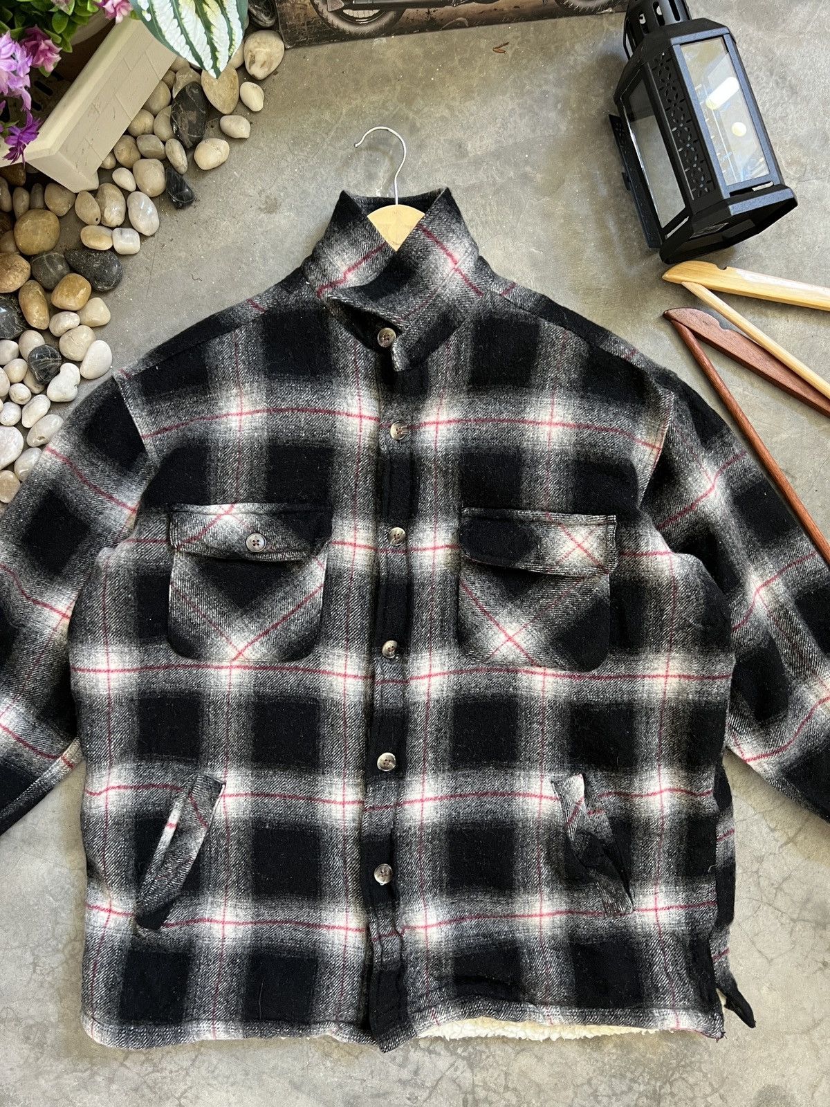 Japanese Brand × Vintage Vintage 🖤 Plaid Flannel Sherpa Jacket Size US L / EU 52-54 / 3 - 5 Thumbnail