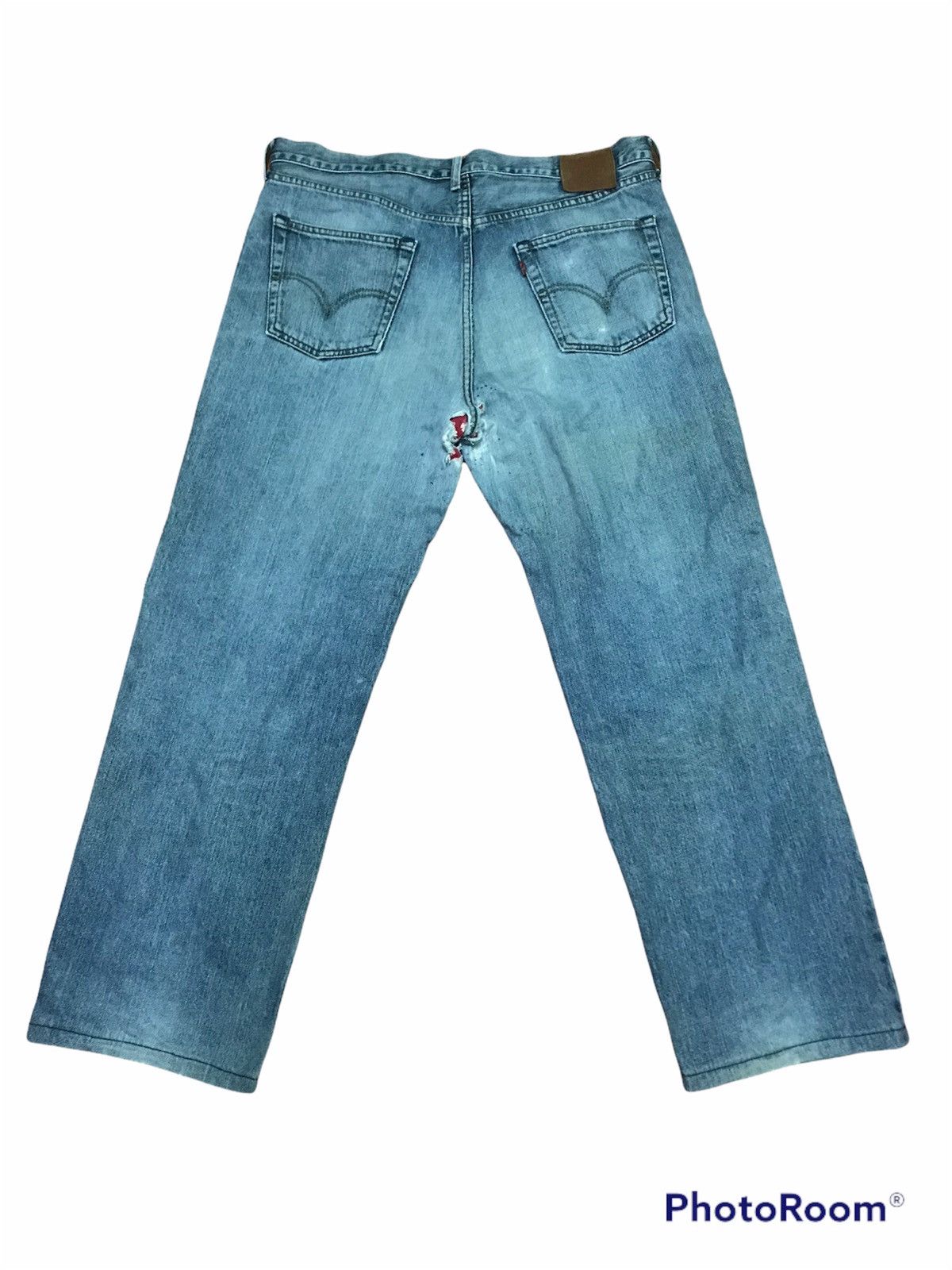 Levi's Distressed Patchwork Jeans Red Floral Repair Vtg Straight Size US 38 / EU 54 - 2 Thumbnail