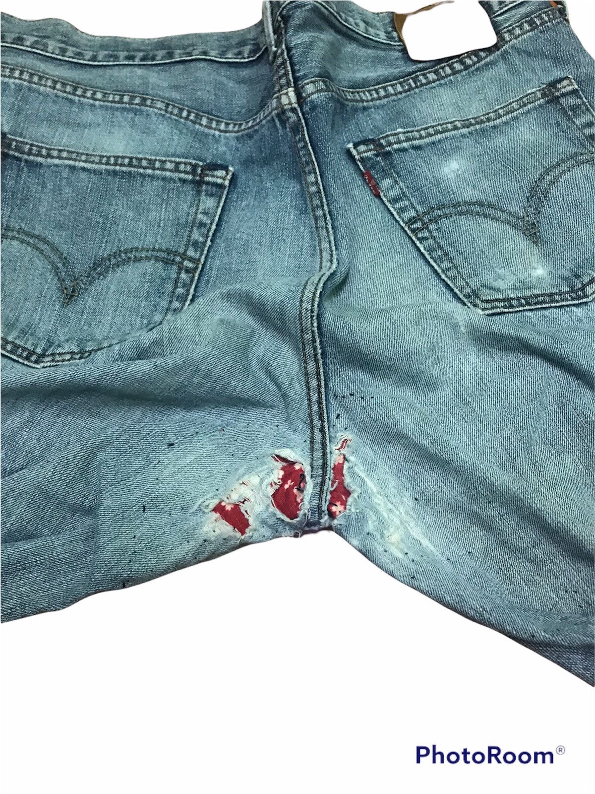 Levi's Distressed Patchwork Jeans Red Floral Repair Vtg Straight Size US 38 / EU 54 - 4 Thumbnail