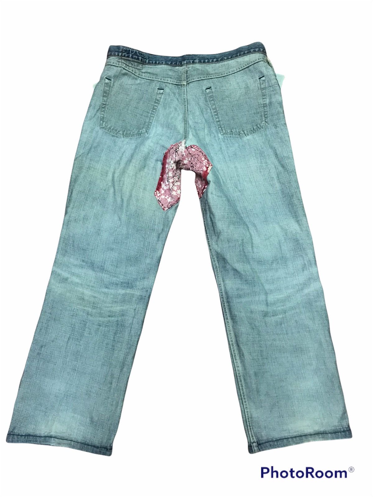Levi's Distressed Patchwork Jeans Red Floral Repair Vtg Straight Size US 38 / EU 54 - 7 Thumbnail