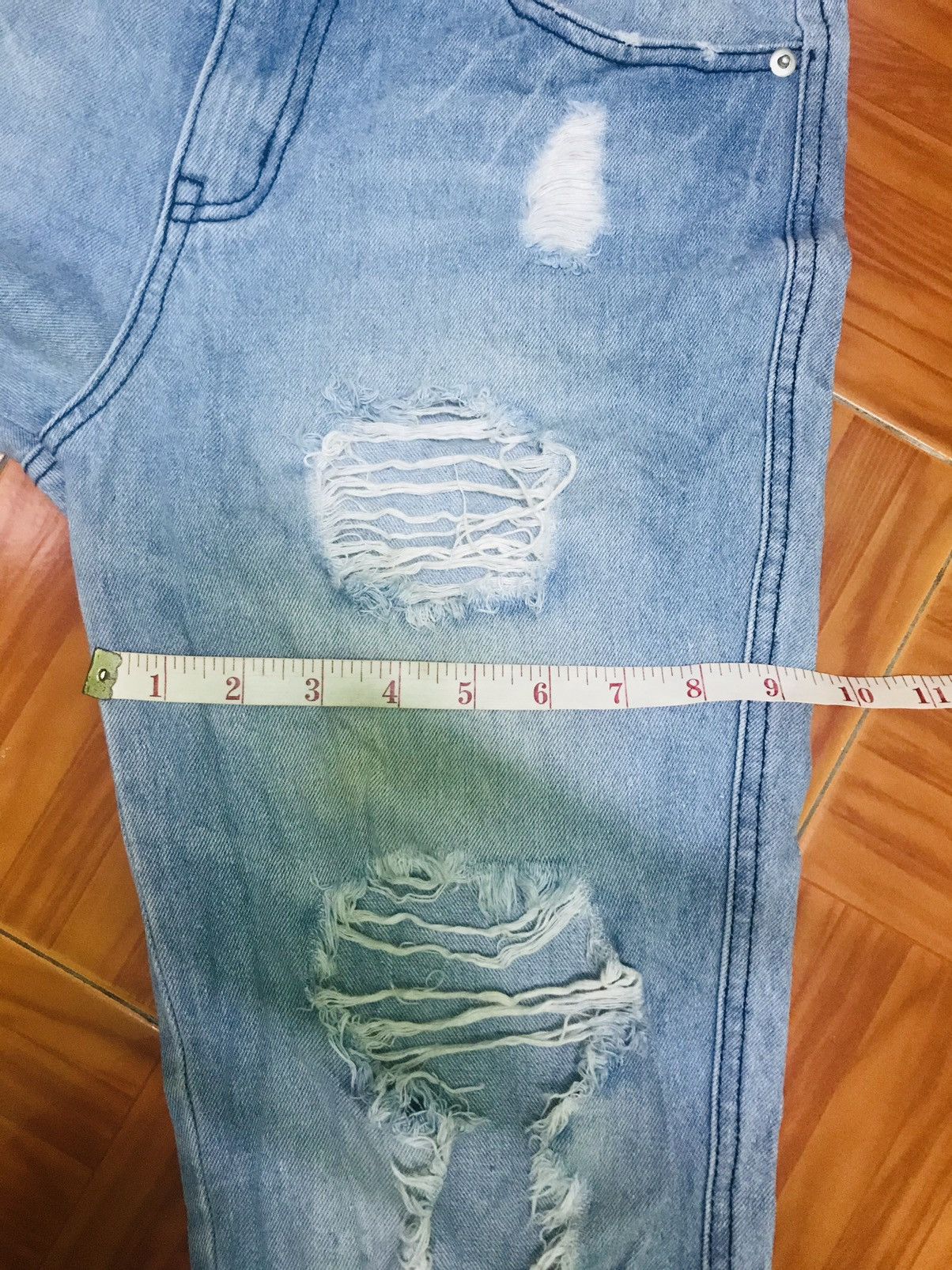 Japanese Brand “Light Blue Distressed Ripped Jeans – Casual Denim Pants” Size US 30 / EU 46 - 11 Thumbnail