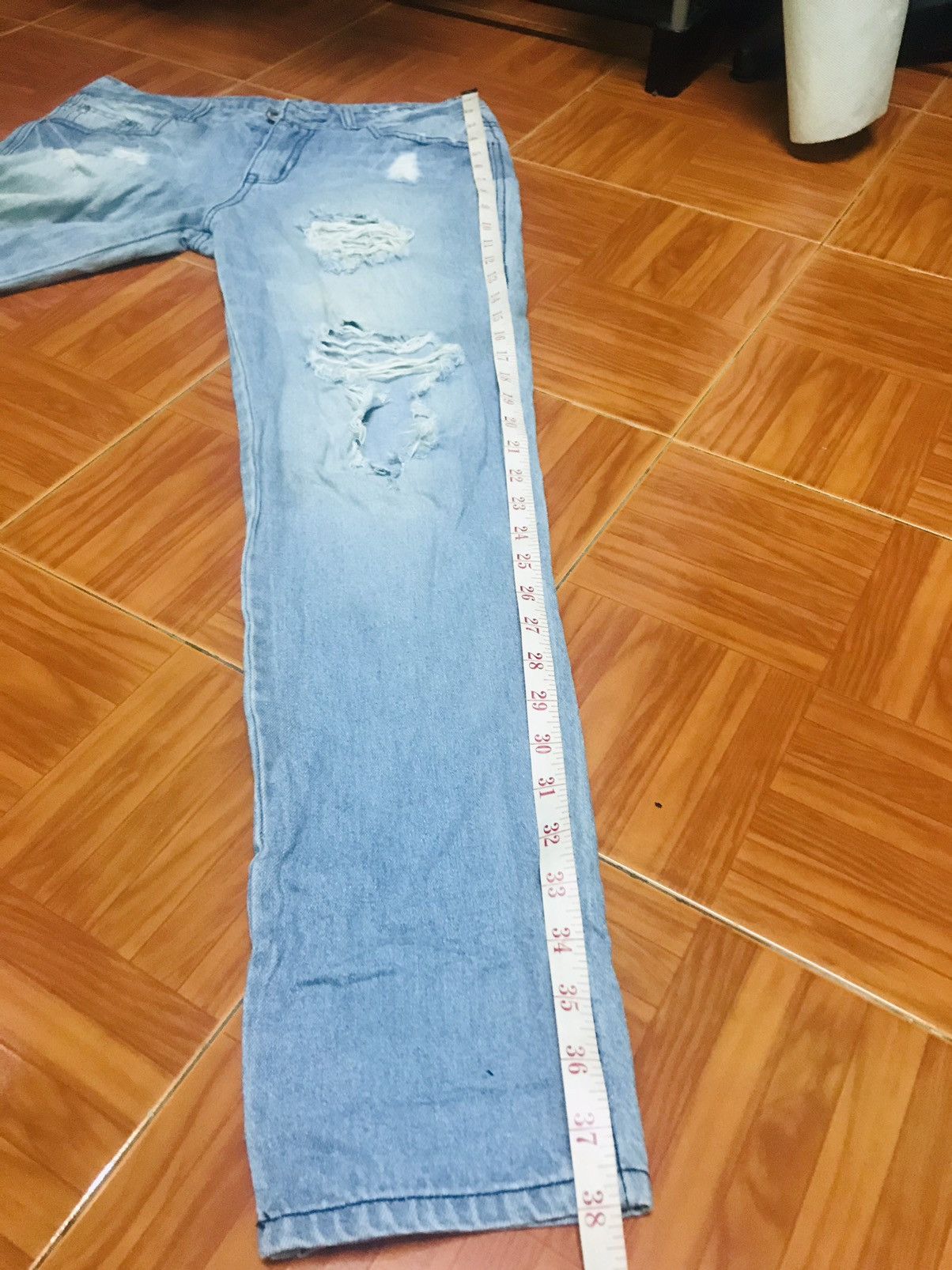 Japanese Brand “Light Blue Distressed Ripped Jeans – Casual Denim Pants” Size US 30 / EU 46 - 9 Thumbnail