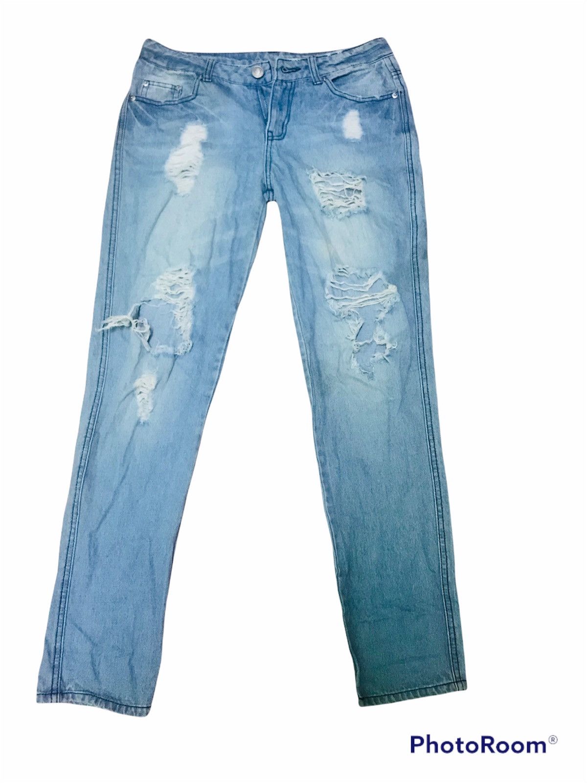 Japanese Brand “Light Blue Distressed Ripped Jeans – Casual Denim Pants” Size US 30 / EU 46 - 1 Thumbnail