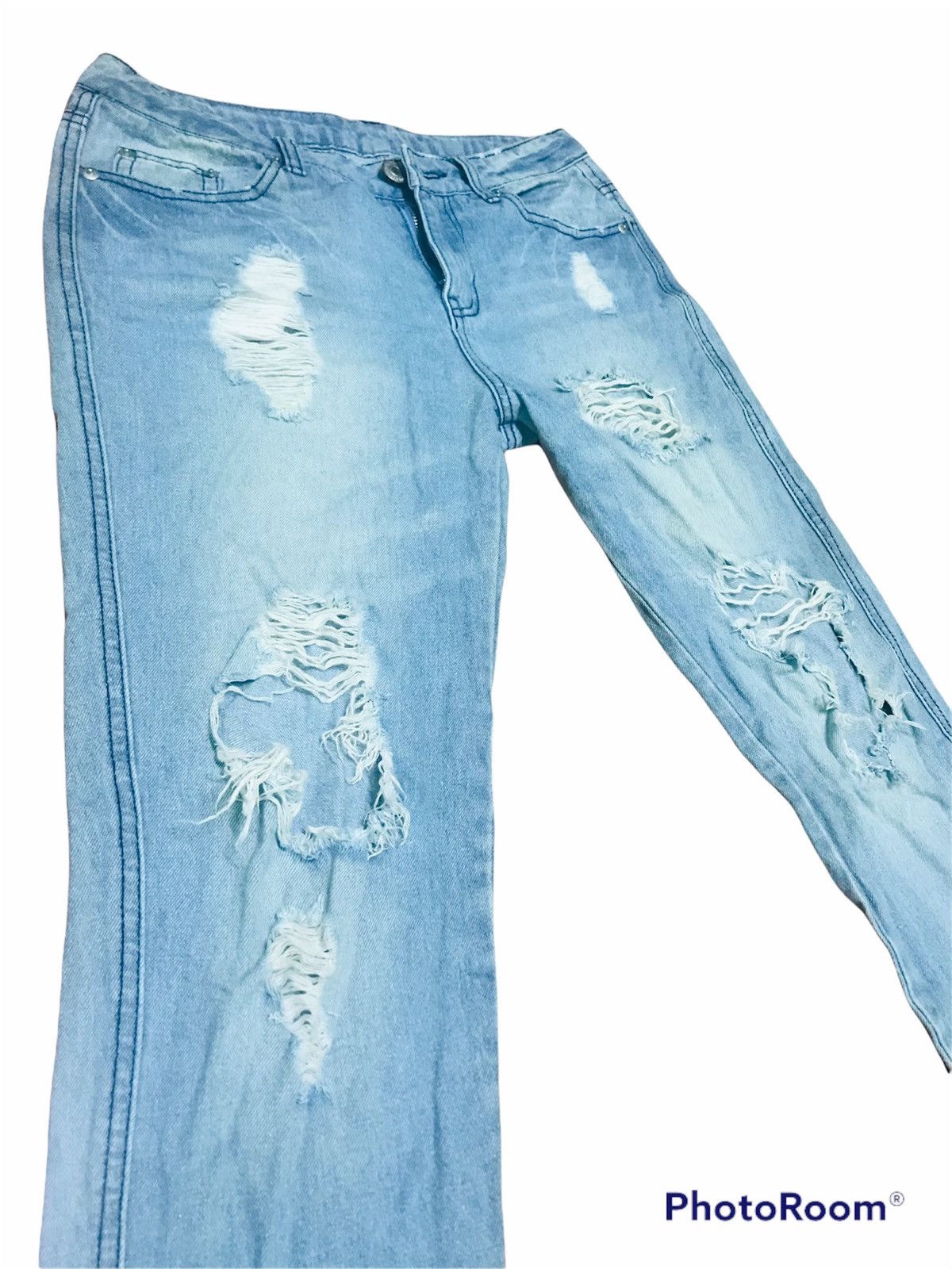 Japanese Brand “Light Blue Distressed Ripped Jeans – Casual Denim Pants” Size US 30 / EU 46 - 4 Thumbnail