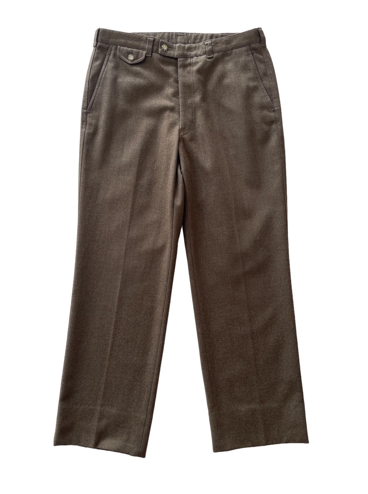 image of Vintage The North Face Nanamica Wool Trousers Pants in Olive Green, Men's (Size 33)