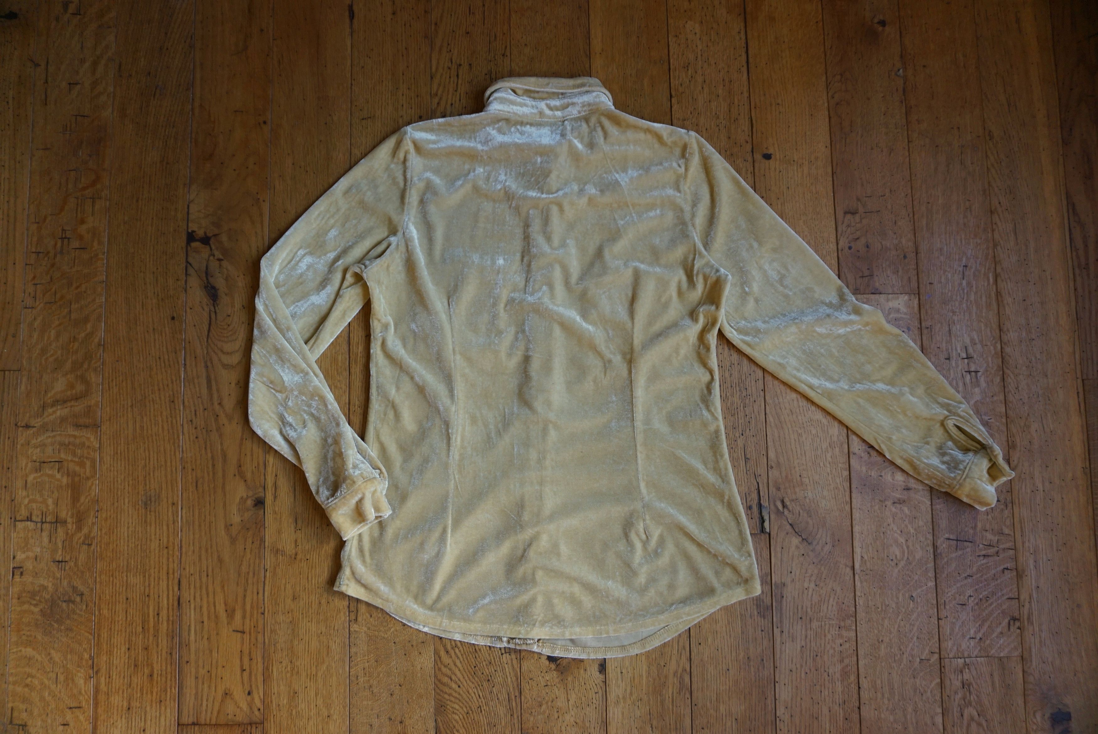 Velvet True vintage 80's 90s M yellow silky velour blouse shirt Size M / US 6-8 / IT 42-44 - 12 Thumbnail
