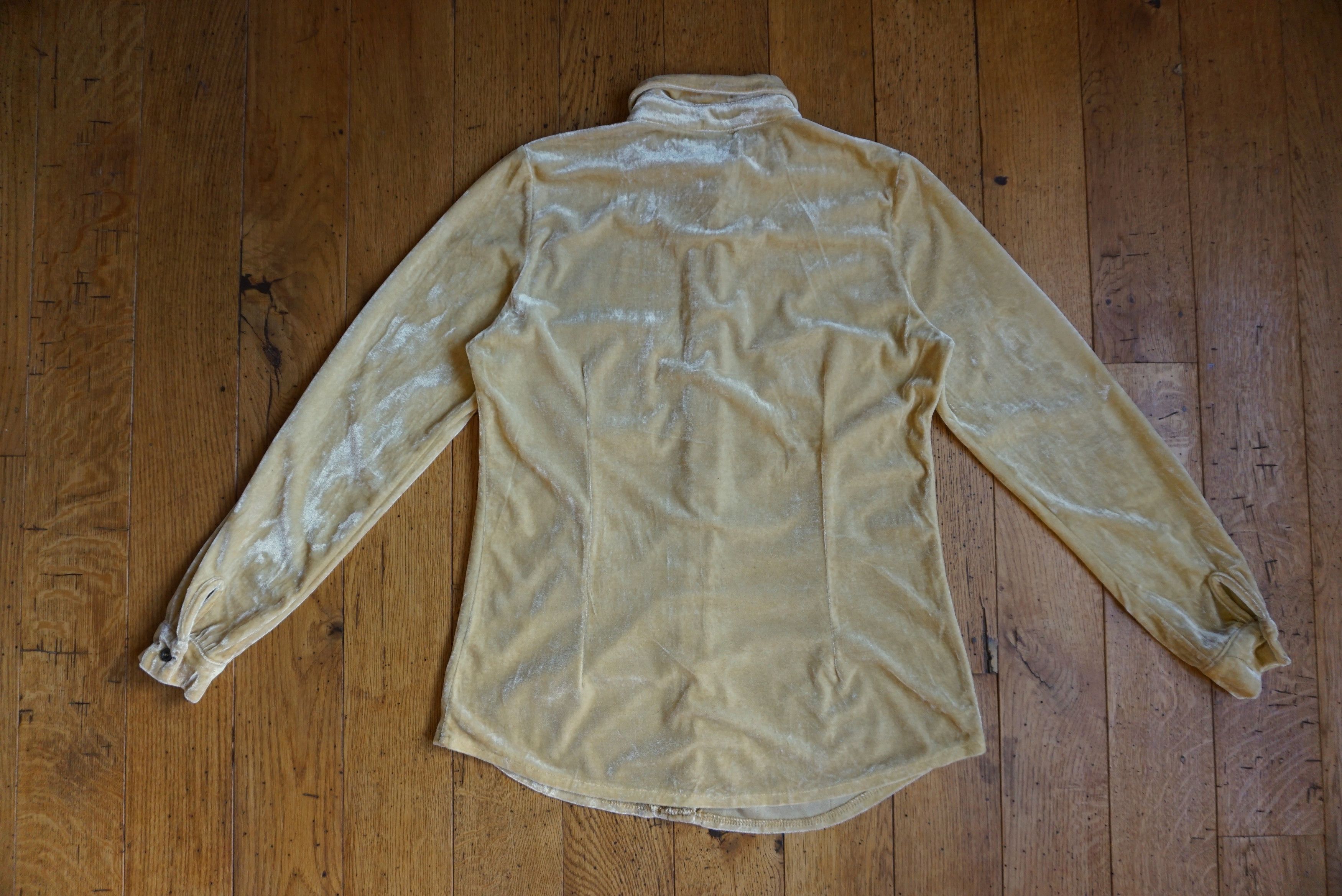 Velvet True vintage 80's 90s M yellow silky velour blouse shirt Size M / US 6-8 / IT 42-44 - 13 Thumbnail