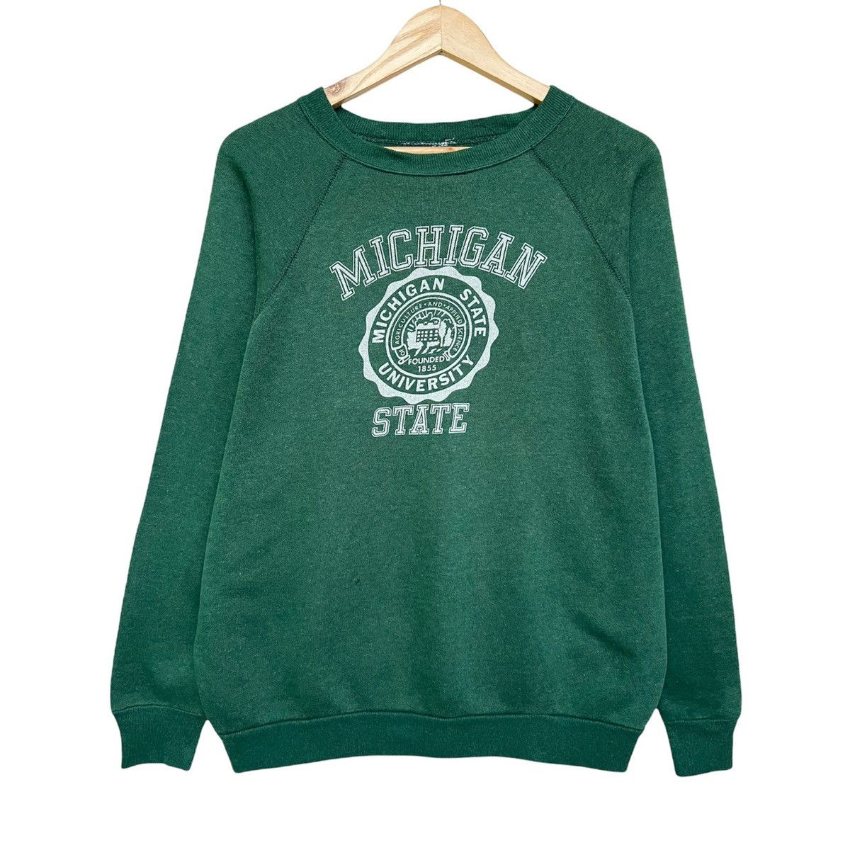 Vintage 70s University Of Michigan Spellout Green Sweatshirt