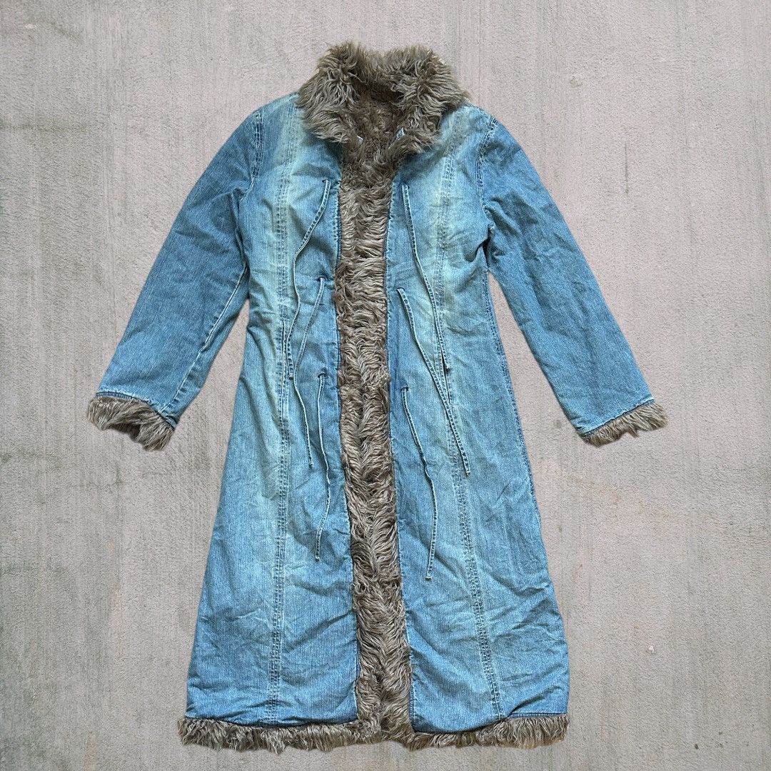 Japanese Brand × Vintage VINTAGE JAPANESE STYLE FAUX FUR DENIM COAT JACKET Size L / US 10 / IT 46 - 2 Thumbnail