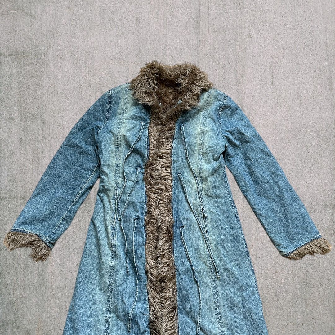 Japanese Brand × Vintage VINTAGE JAPANESE STYLE FAUX FUR DENIM COAT JACKET Size L / US 10 / IT 46 - 3 Thumbnail