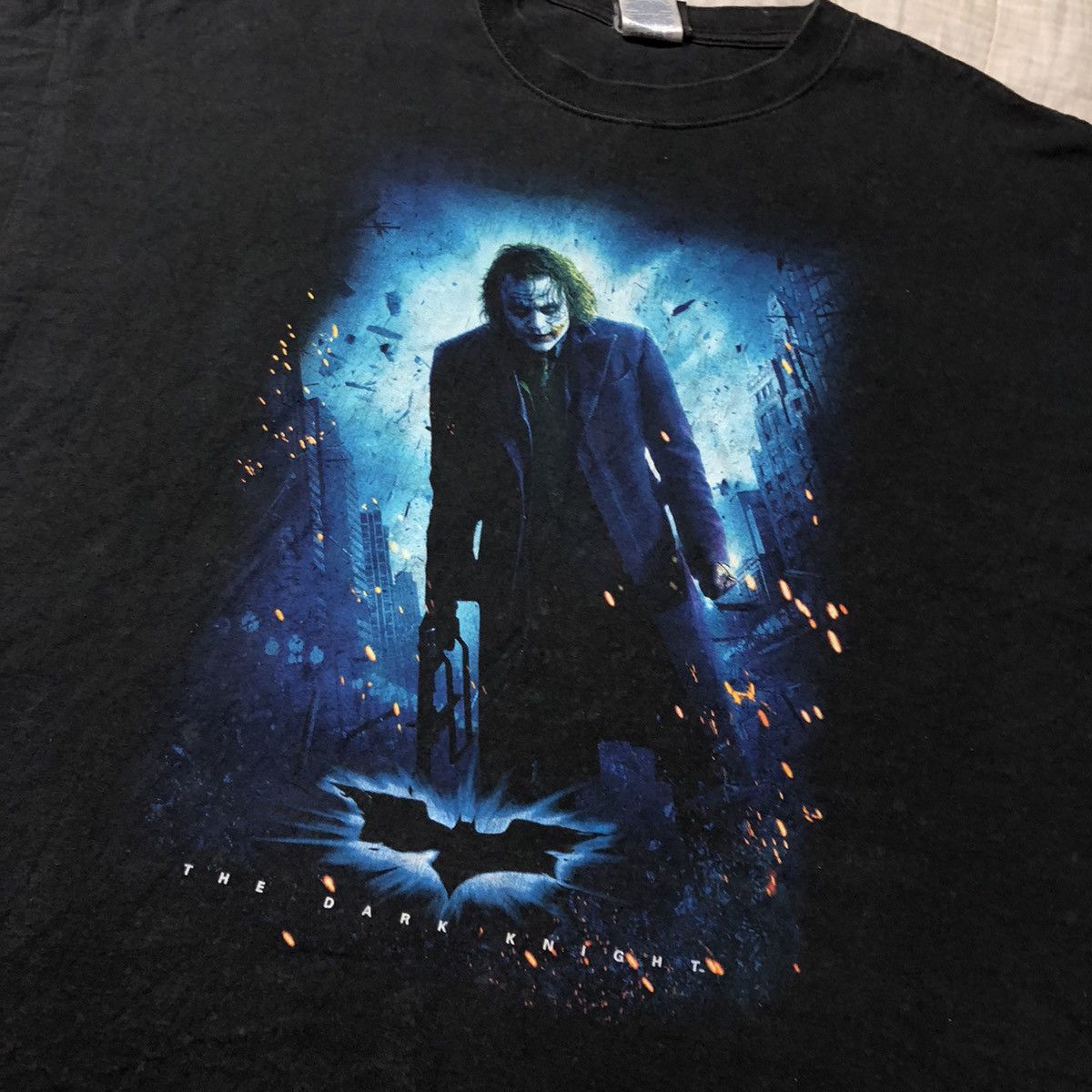 image of Movie Vintage Joker Heath Ledger The Dark Knight T Shirt in Black, Men's (Size 2XL)