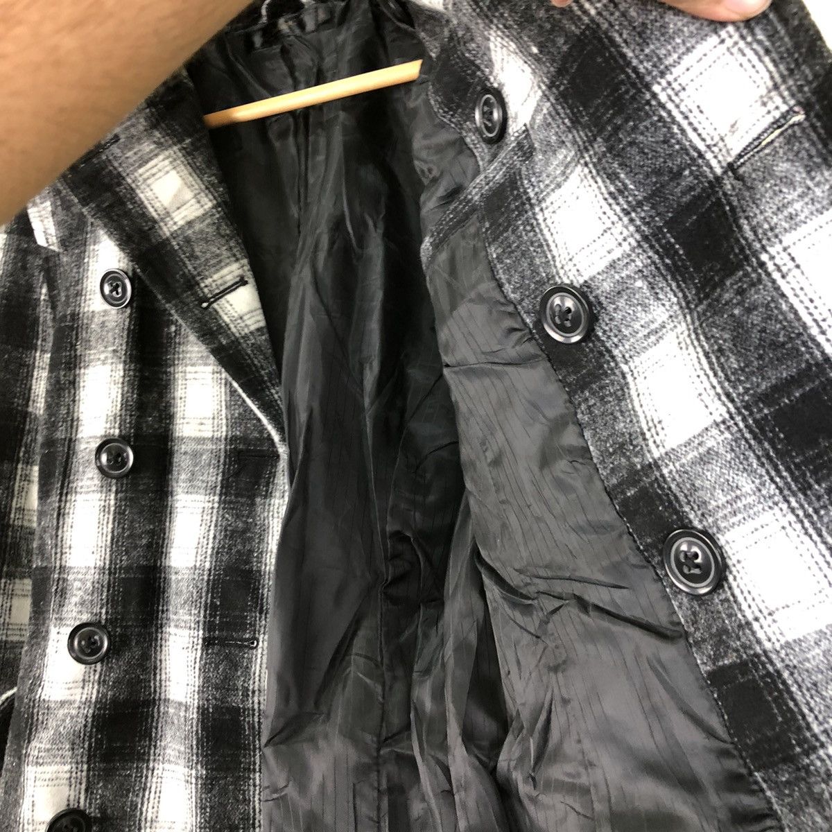 Japanese Brand Parachute Biker Long Coat Wool Roshell Tartan Design Size US L / EU 52-54 / 3 - 12 Thumbnail