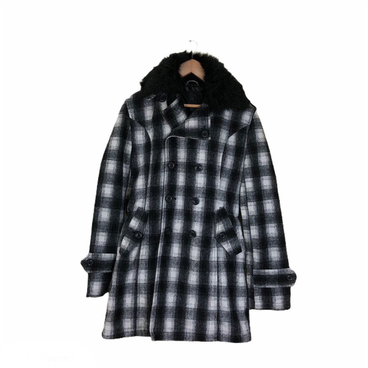 Japanese Brand Parachute Biker Long Coat Wool Roshell Tartan Design Size US L / EU 52-54 / 3 - 1 Thumbnail