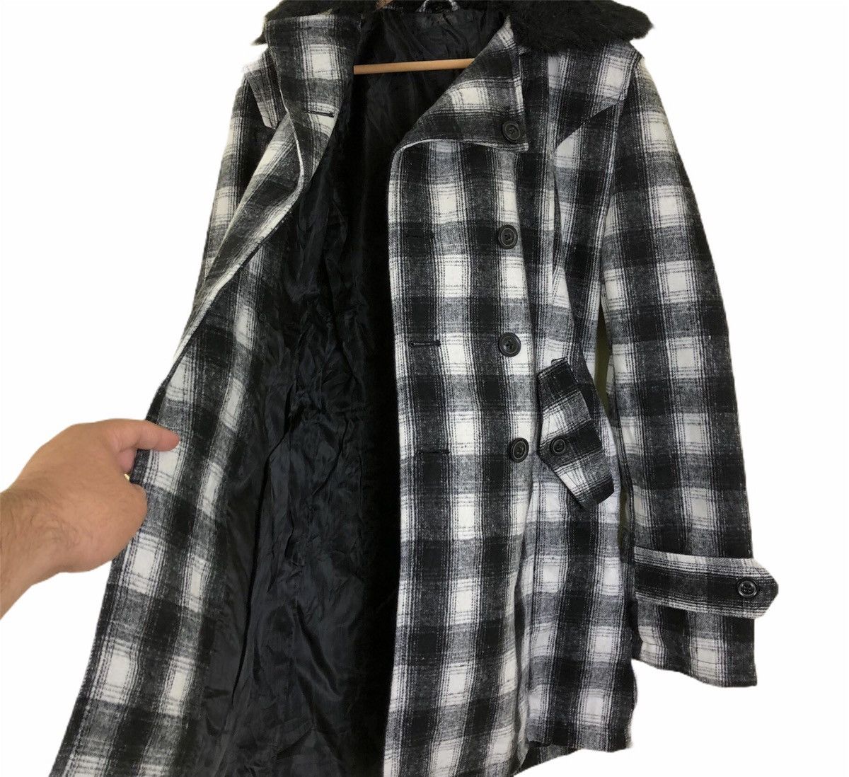 Japanese Brand Parachute Biker Long Coat Wool Roshell Tartan Design Size US L / EU 52-54 / 3 - 2 Thumbnail