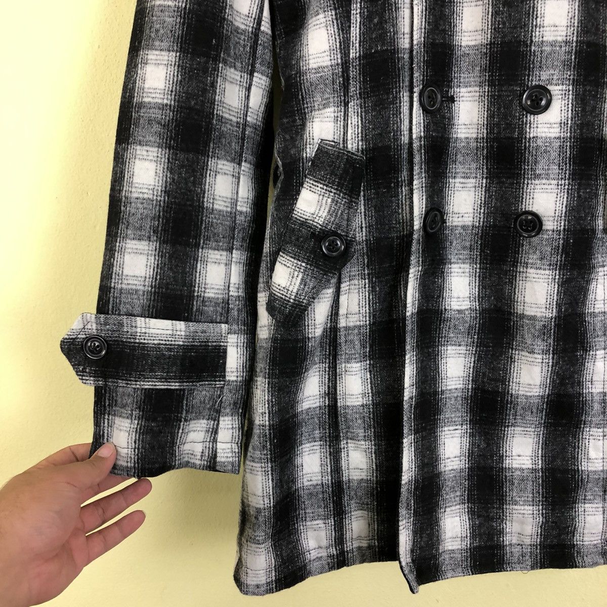 Japanese Brand Parachute Biker Long Coat Wool Roshell Tartan Design Size US L / EU 52-54 / 3 - 3 Thumbnail