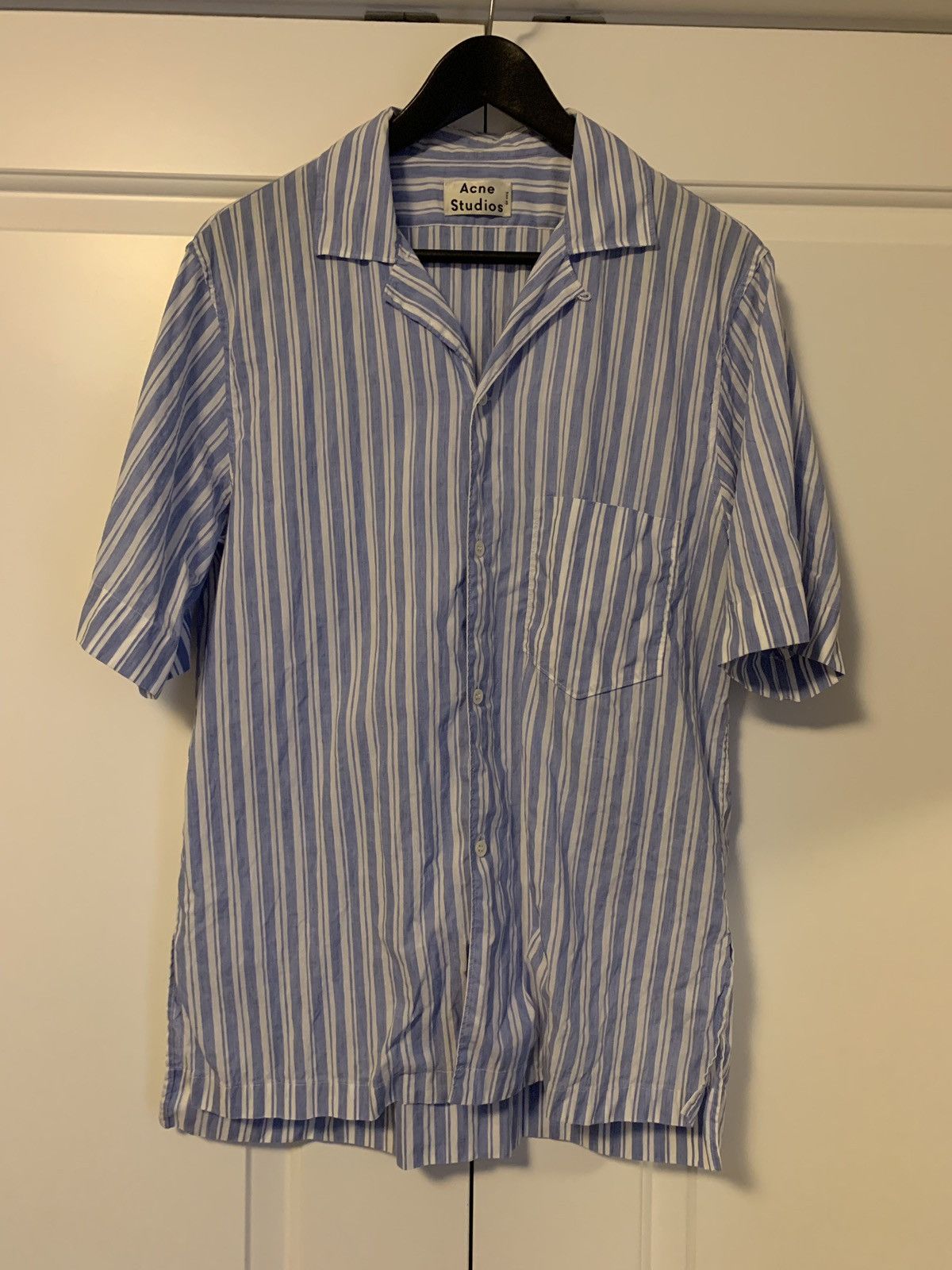 Acne Studios Elms Chamb Camp Collar Striped Shirt