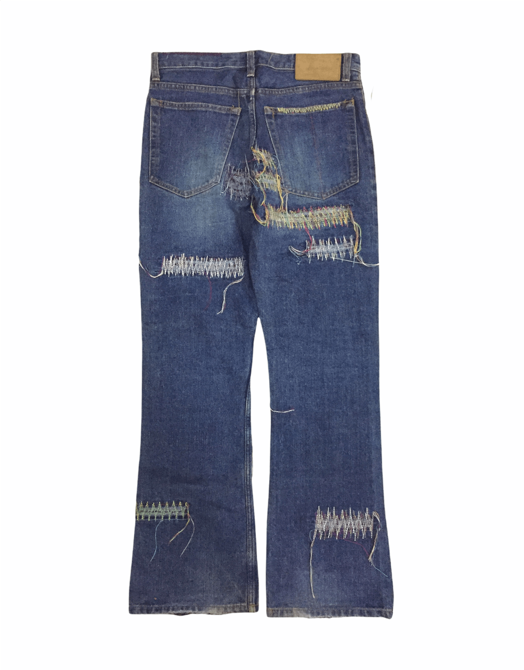 L.G.B. X Beams distressed rainbow repaired denim