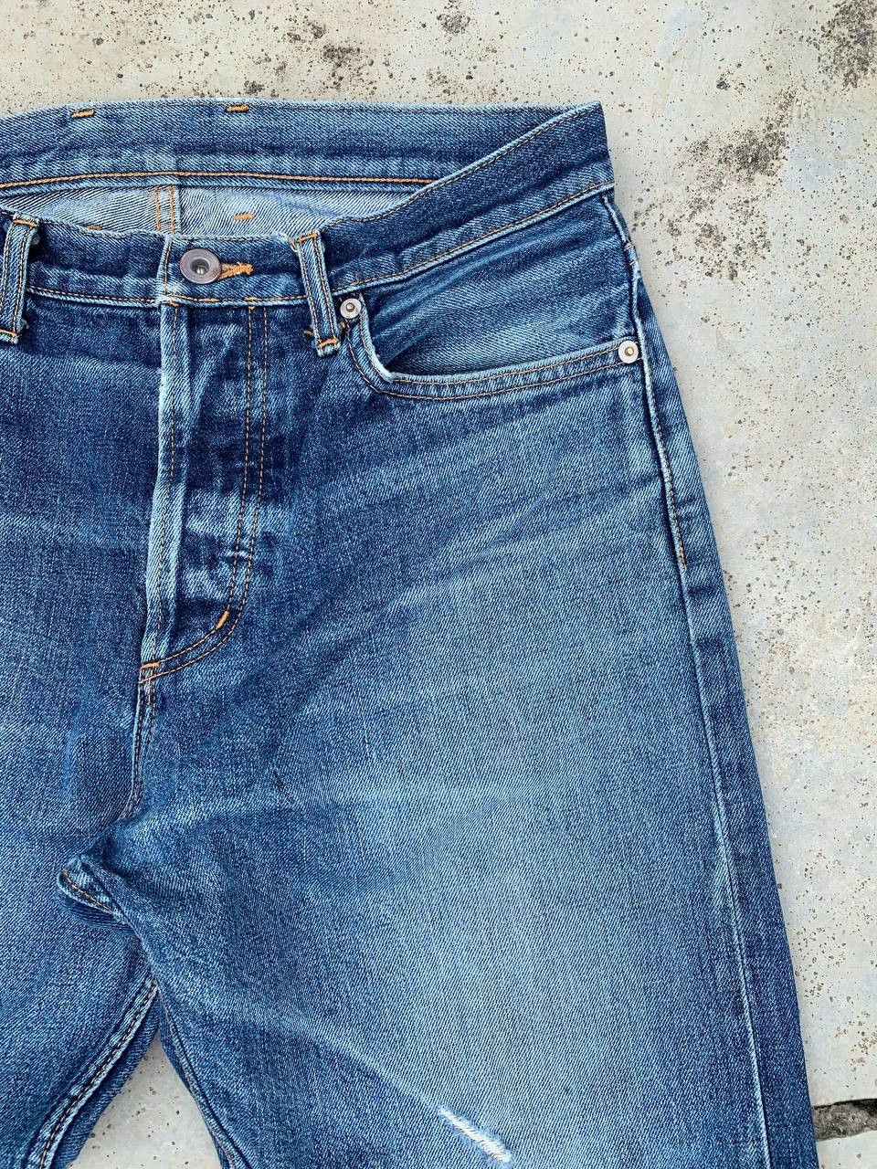 Japanese Brand New Yorker Button Fly Distressed Selvedge Denim Jeans Size US 31 - 3 Thumbnail