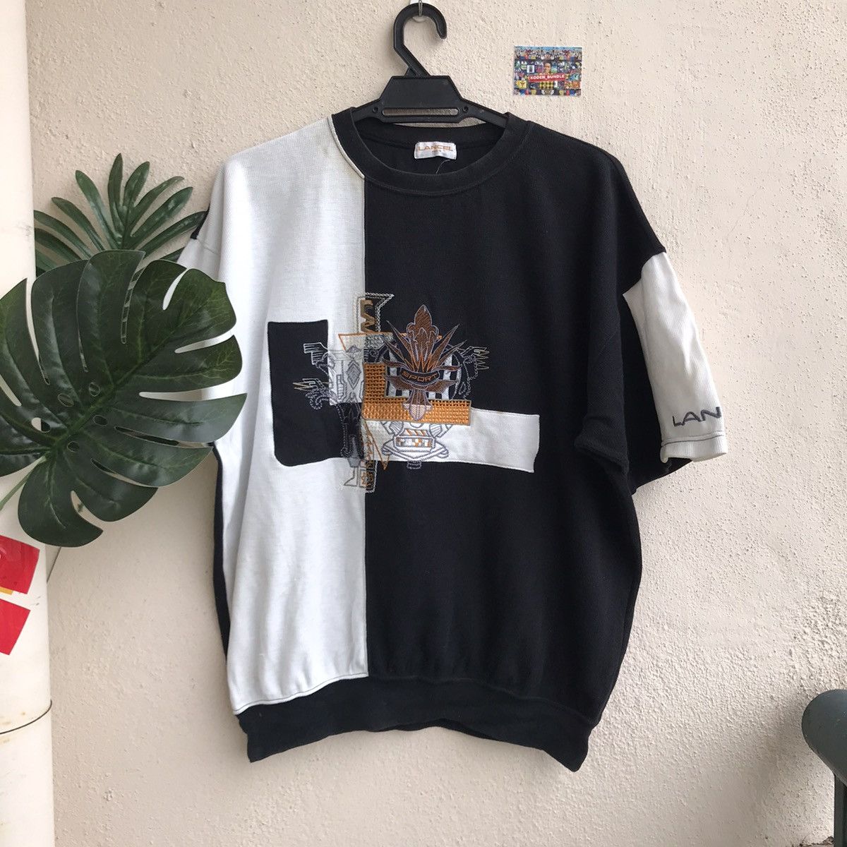 image of Vintage Lancel Paris Embroidery in Black, Men's (Size Medium)