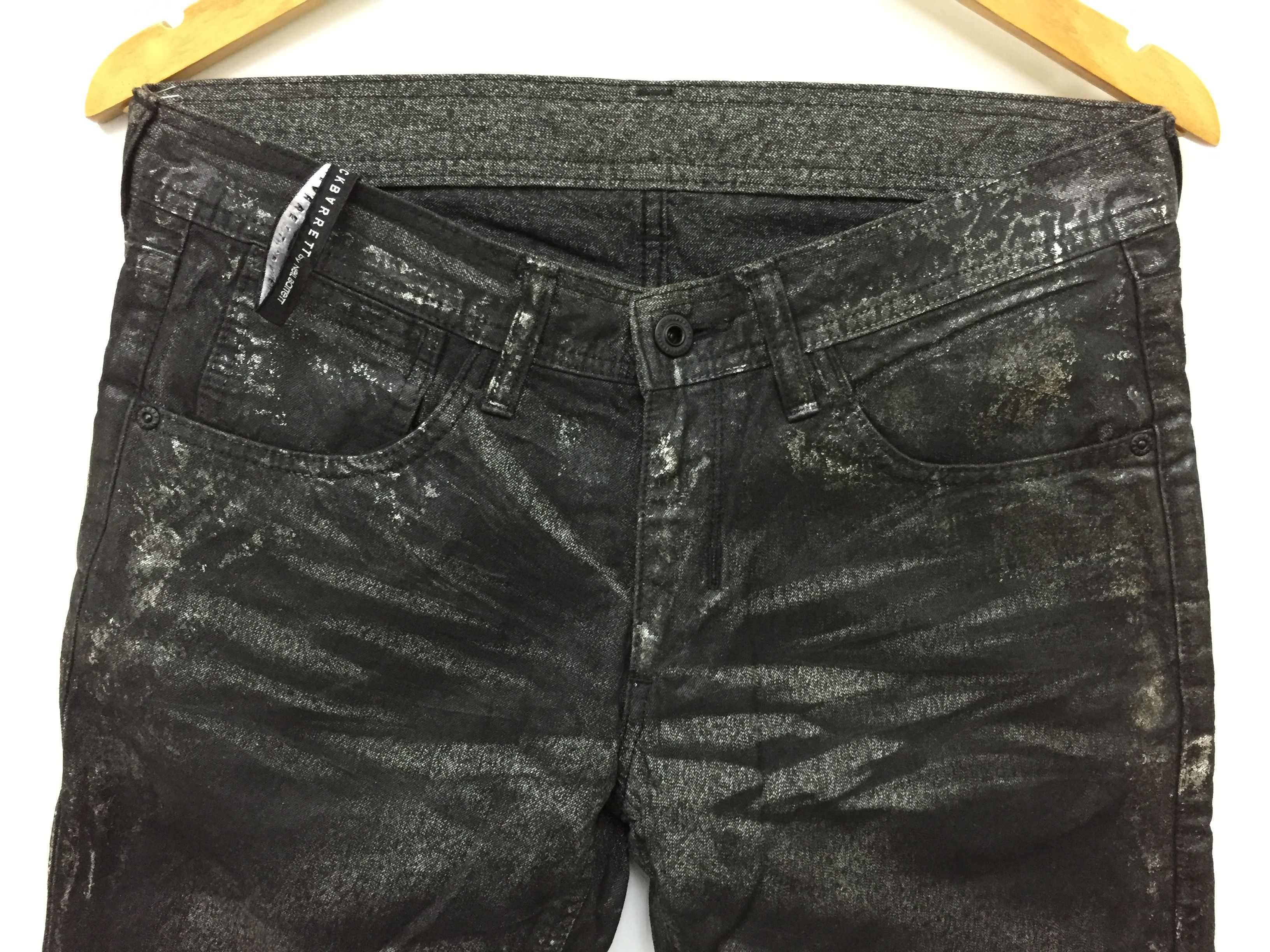 Neil Barrett Neil Barrett Silver wax splash coated denim Size US 31 - 3 Thumbnail