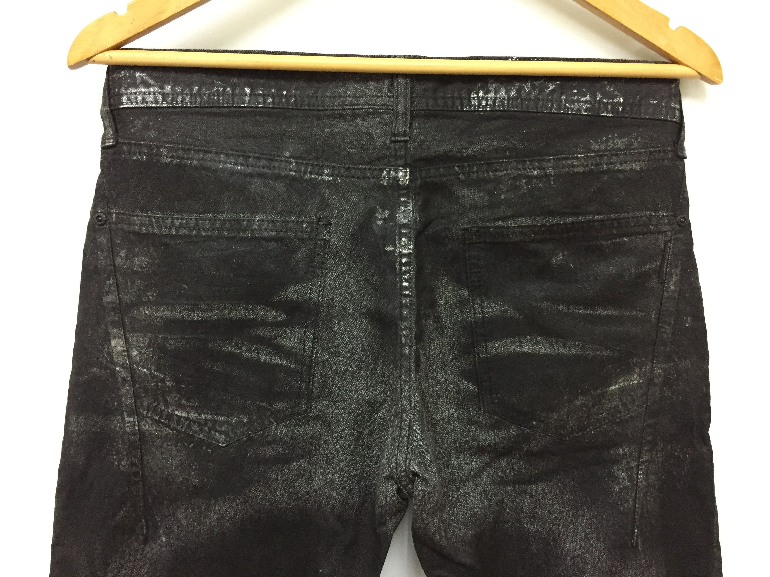 Neil Barrett Neil Barrett Silver wax splash coated denim Size US 31 - 10 Thumbnail
