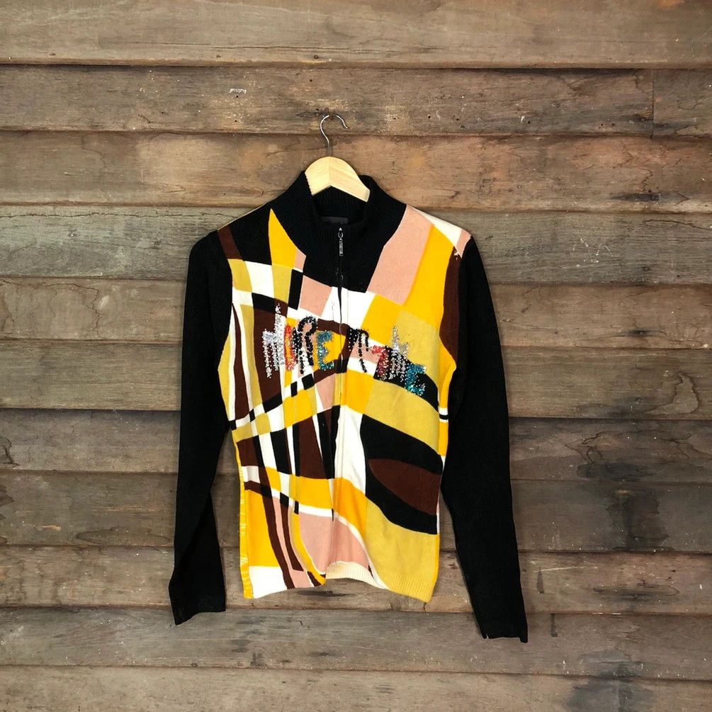 Japanese Brand Custov art Yellow Black sweater slim fit #4024 Size M / US 6-8 / IT 42-44 - 11 Thumbnail