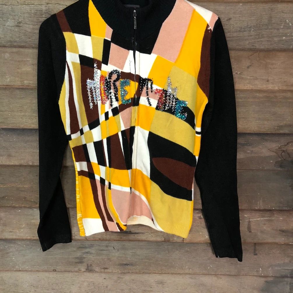 Japanese Brand Custov art Yellow Black sweater slim fit #4024 Size M / US 6-8 / IT 42-44 - 9 Thumbnail