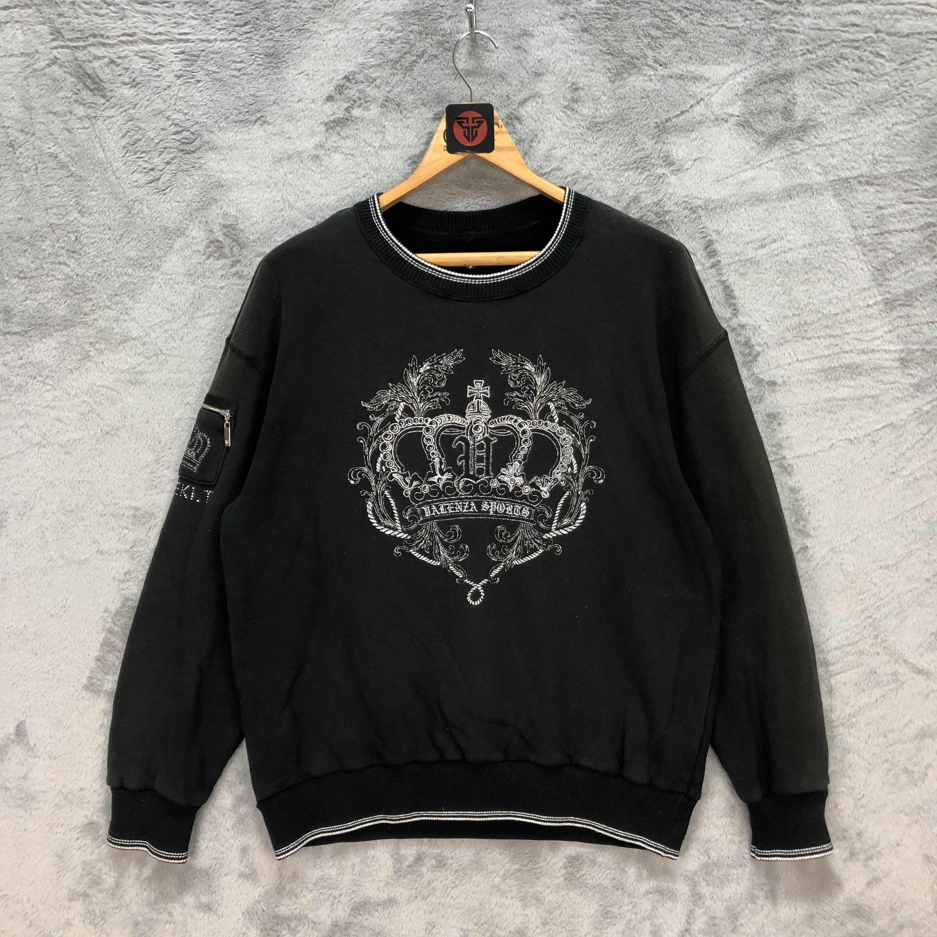 Pre-owned Avant Garde Valenza Sports Uomo Crown Logo Sweatshirts 6154-50 In Black