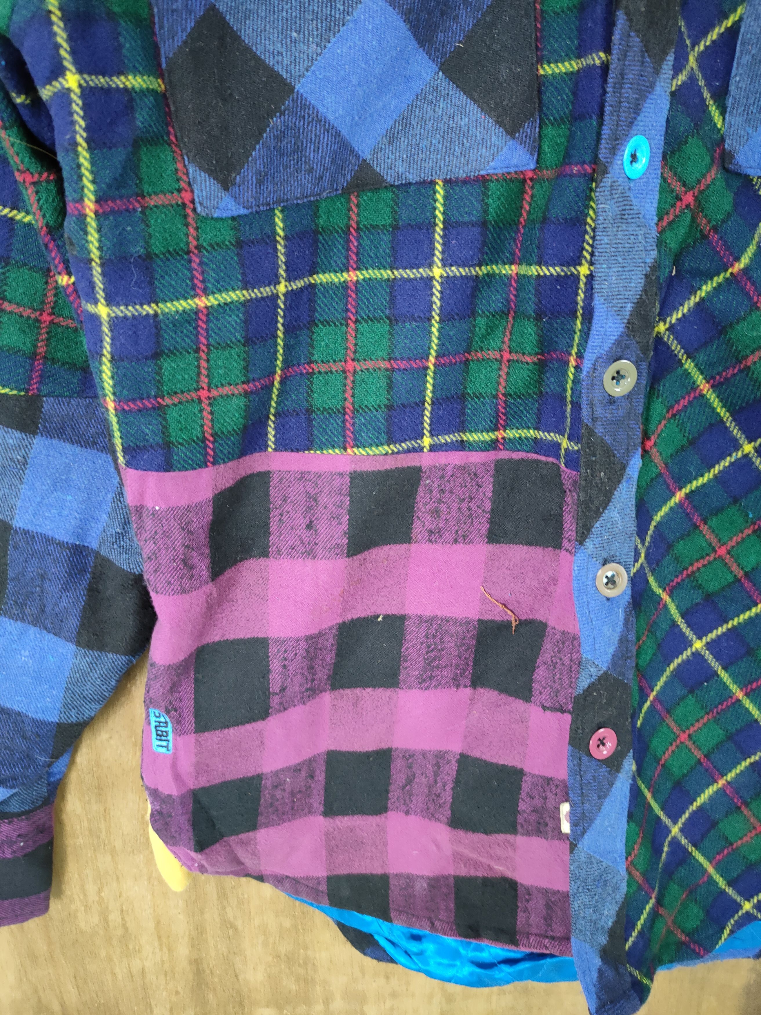 Japanese Brand DL Sabit patchwork flannel sweater art streetwear #761 Size US S / EU 44-46 / 1 - 7 Thumbnail