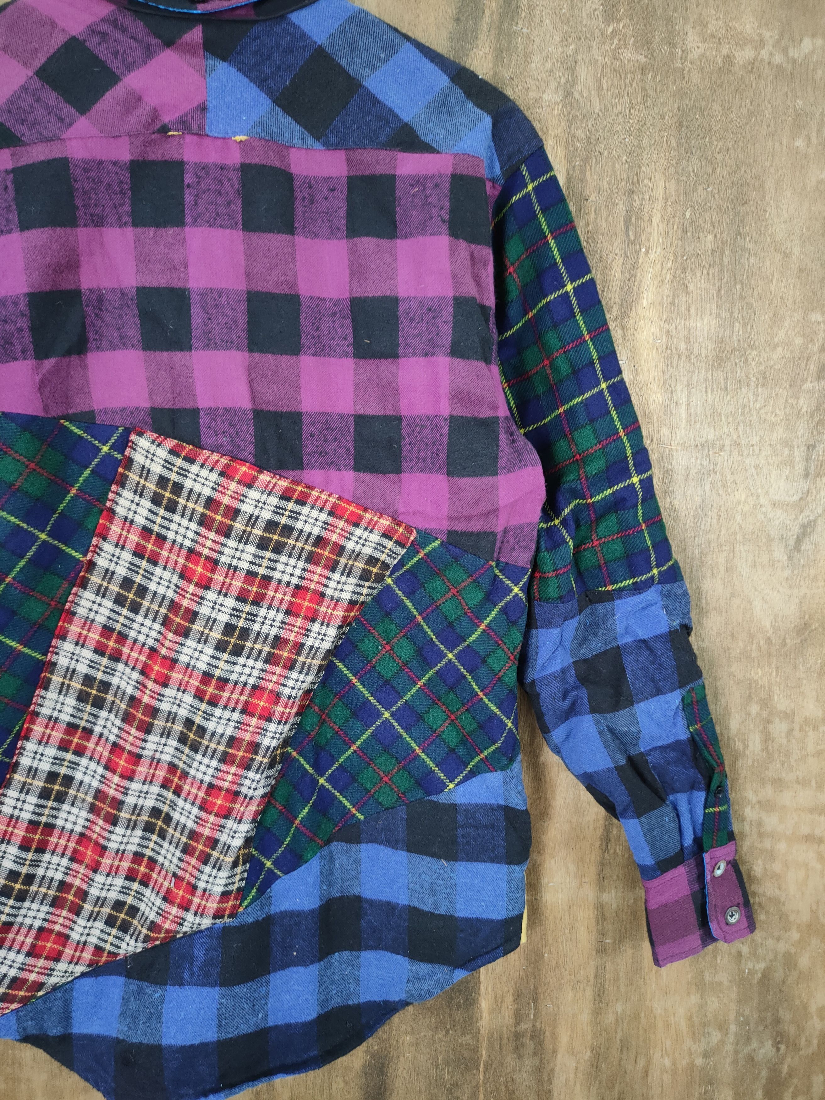 Japanese Brand DL Sabit patchwork flannel sweater art streetwear #761 Size US S / EU 44-46 / 1 - 13 Thumbnail