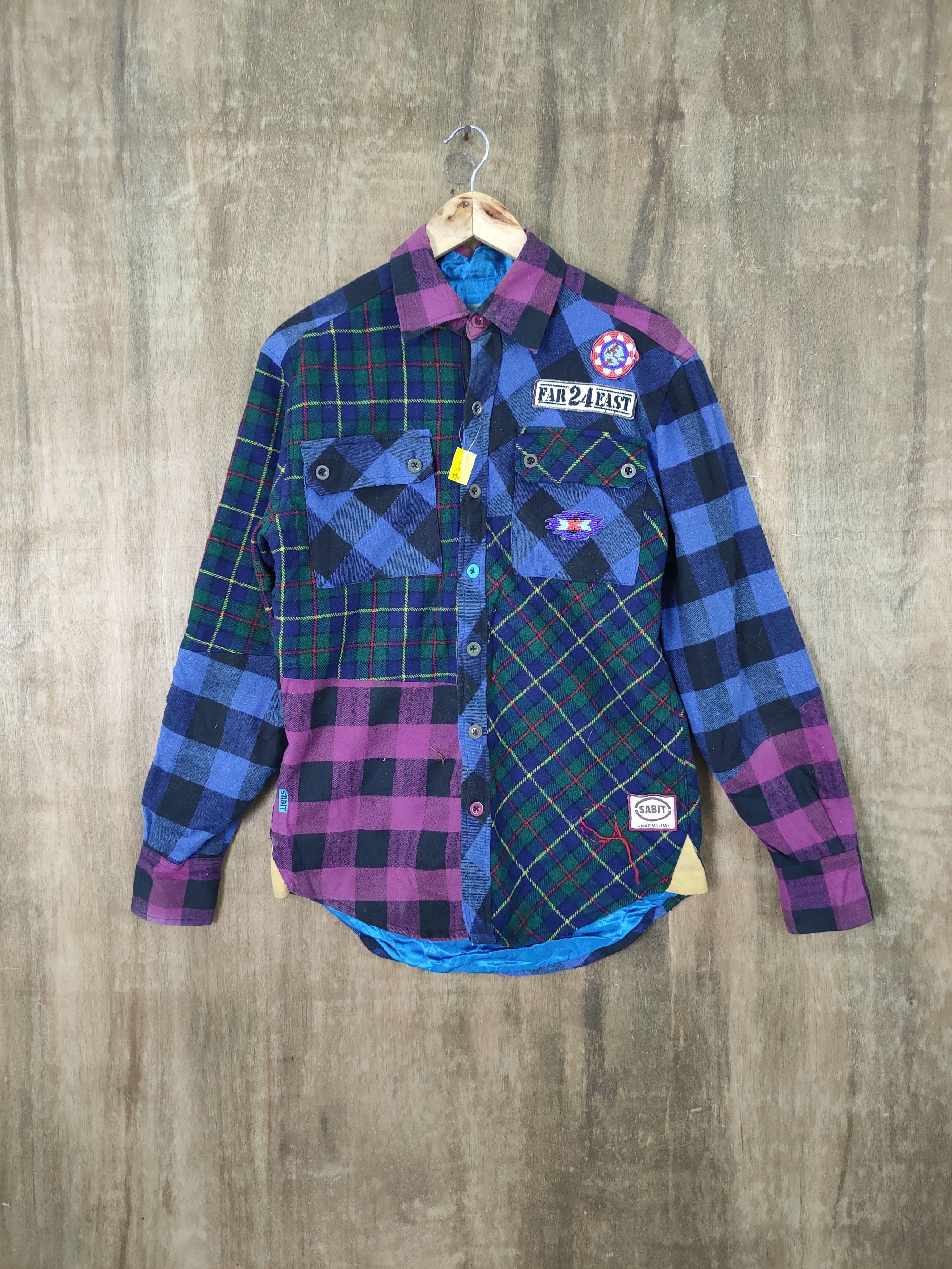 Japanese Brand DL Sabit patchwork flannel sweater art streetwear #761 Size US S / EU 44-46 / 1 - 1 Thumbnail