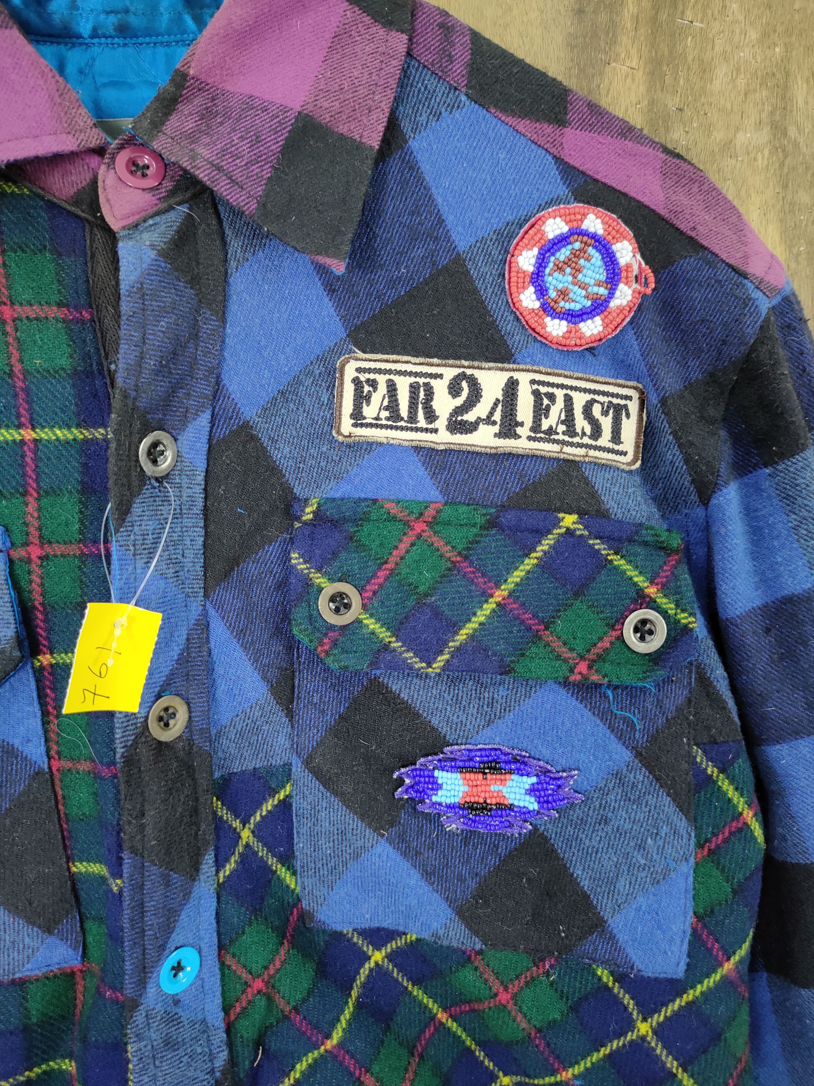 Japanese Brand DL Sabit patchwork flannel sweater art streetwear #761 Size US S / EU 44-46 / 1 - 4 Thumbnail
