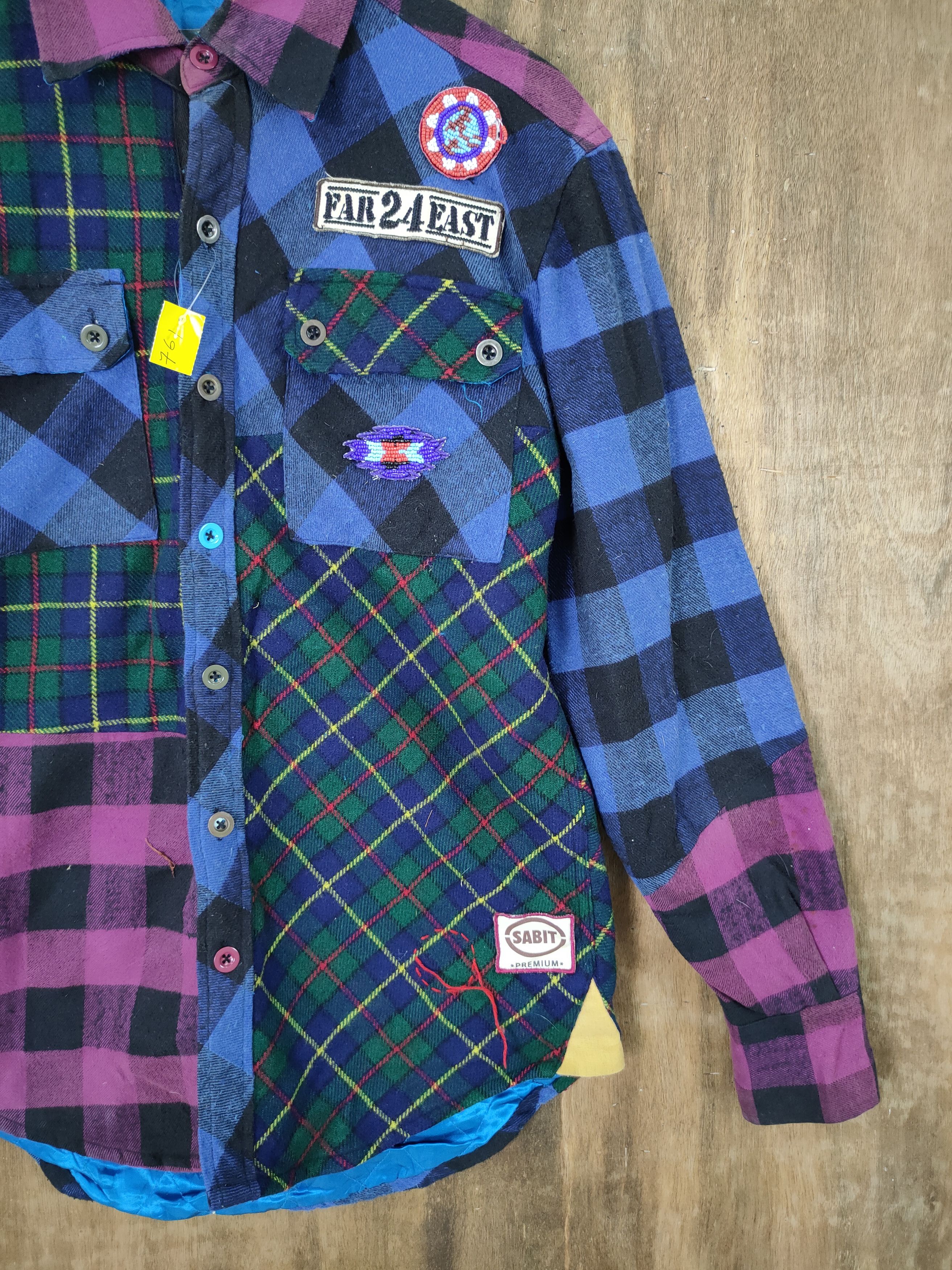 Japanese Brand DL Sabit patchwork flannel sweater art streetwear #761 Size US S / EU 44-46 / 1 - 3 Thumbnail