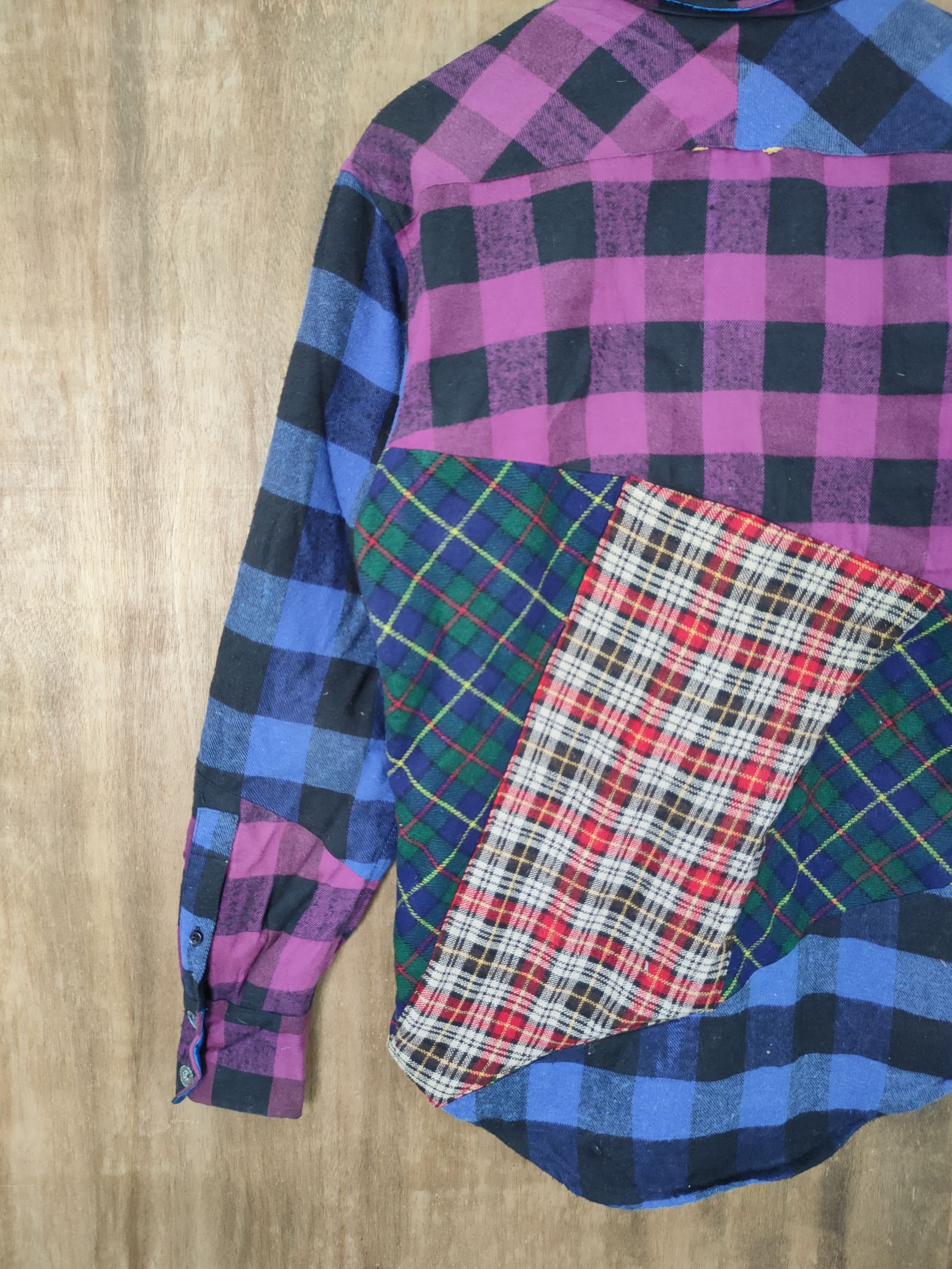 Japanese Brand DL Sabit patchwork flannel sweater art streetwear #761 Size US S / EU 44-46 / 1 - 12 Thumbnail