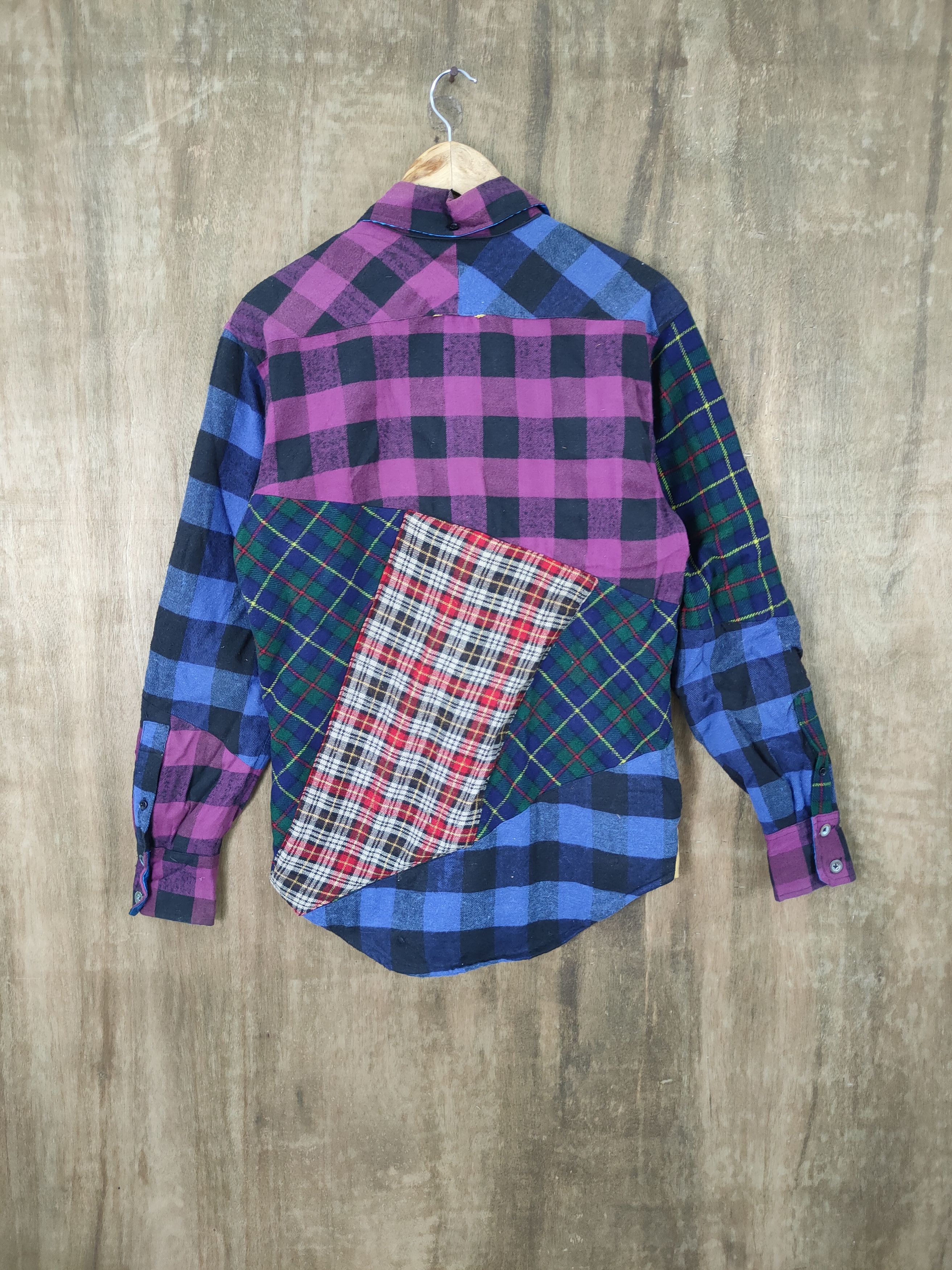 Japanese Brand DL Sabit patchwork flannel sweater art streetwear #761 Size US S / EU 44-46 / 1 - 11 Thumbnail