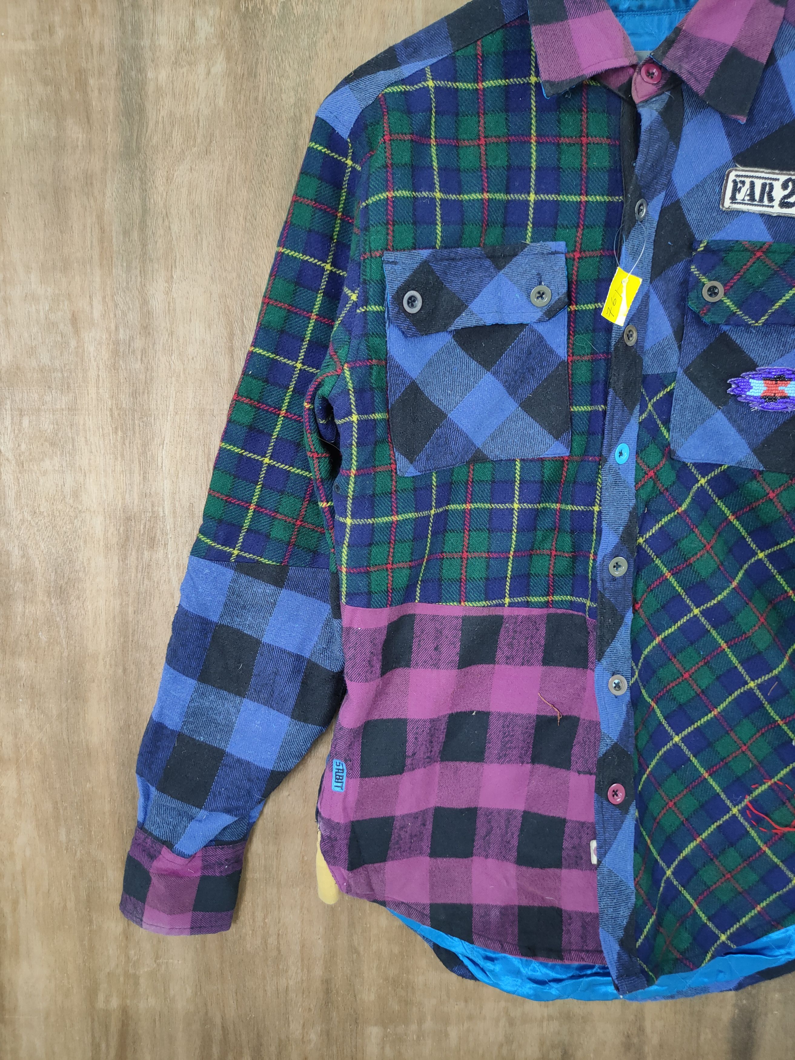 Japanese Brand DL Sabit patchwork flannel sweater art streetwear #761 Size US S / EU 44-46 / 1 - 2 Thumbnail