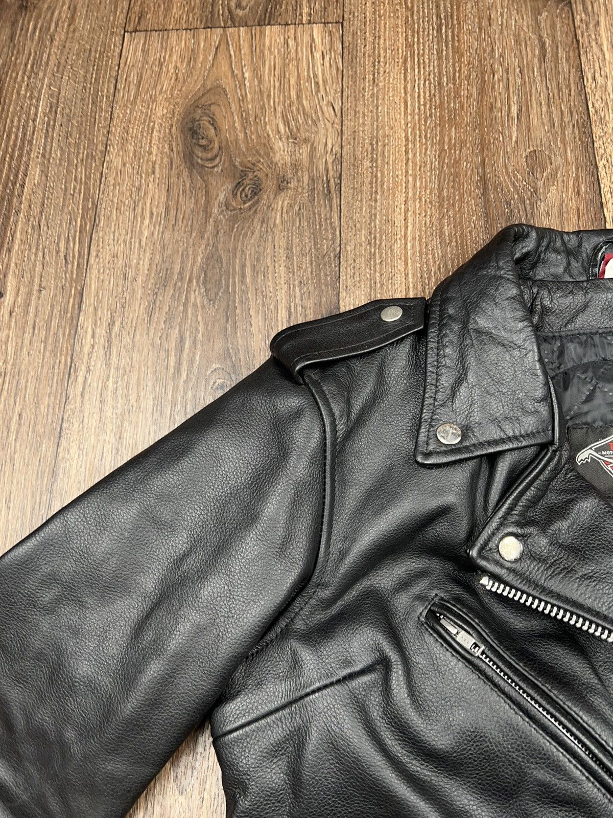 Vintage Leather Biker Jacket Vintage Texpeed YKK Size L / US 10 / IT 46 - 13 Thumbnail