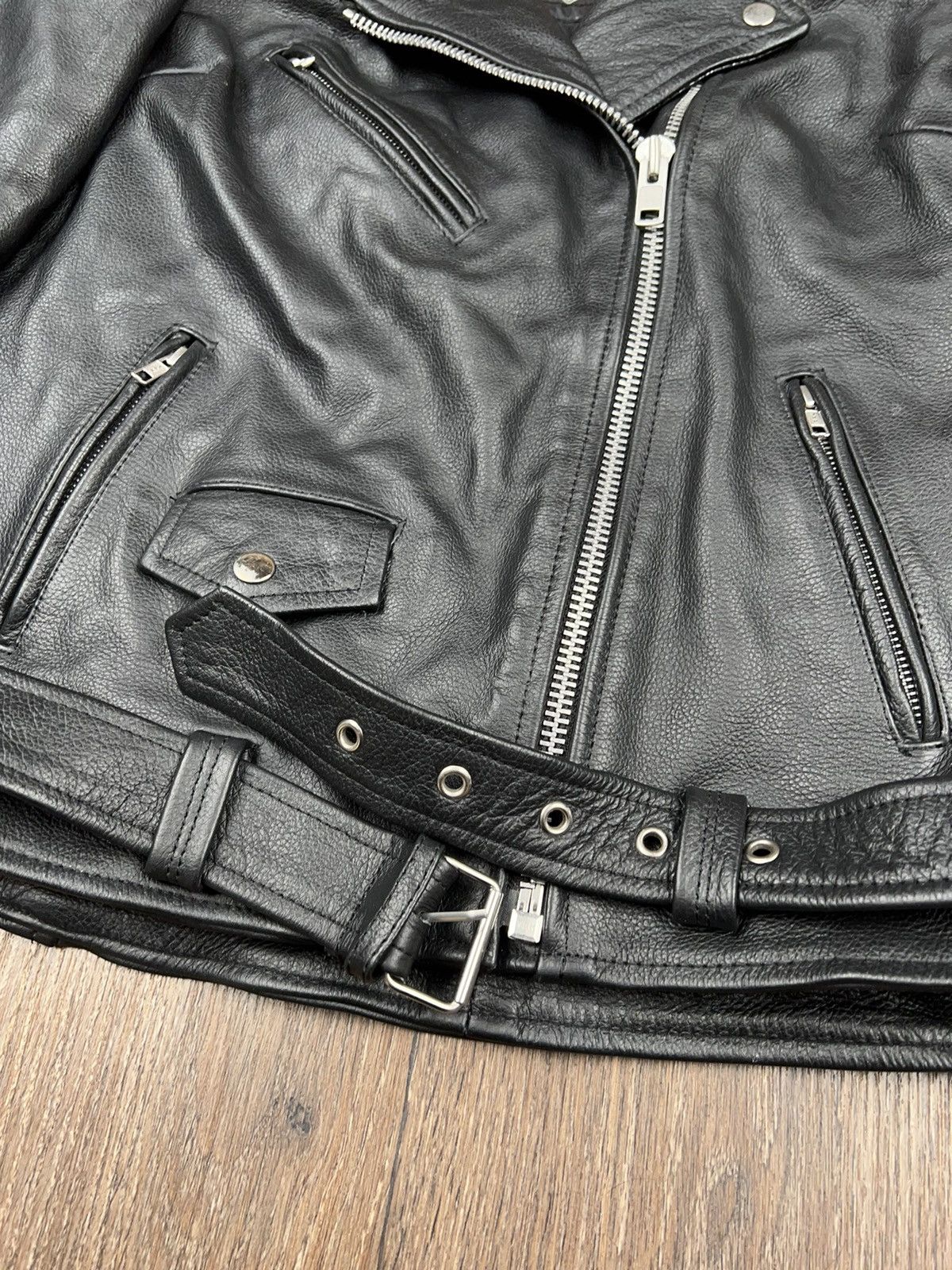 Vintage Leather Biker Jacket Vintage Texpeed YKK Size L / US 10 / IT 46 - 8 Thumbnail