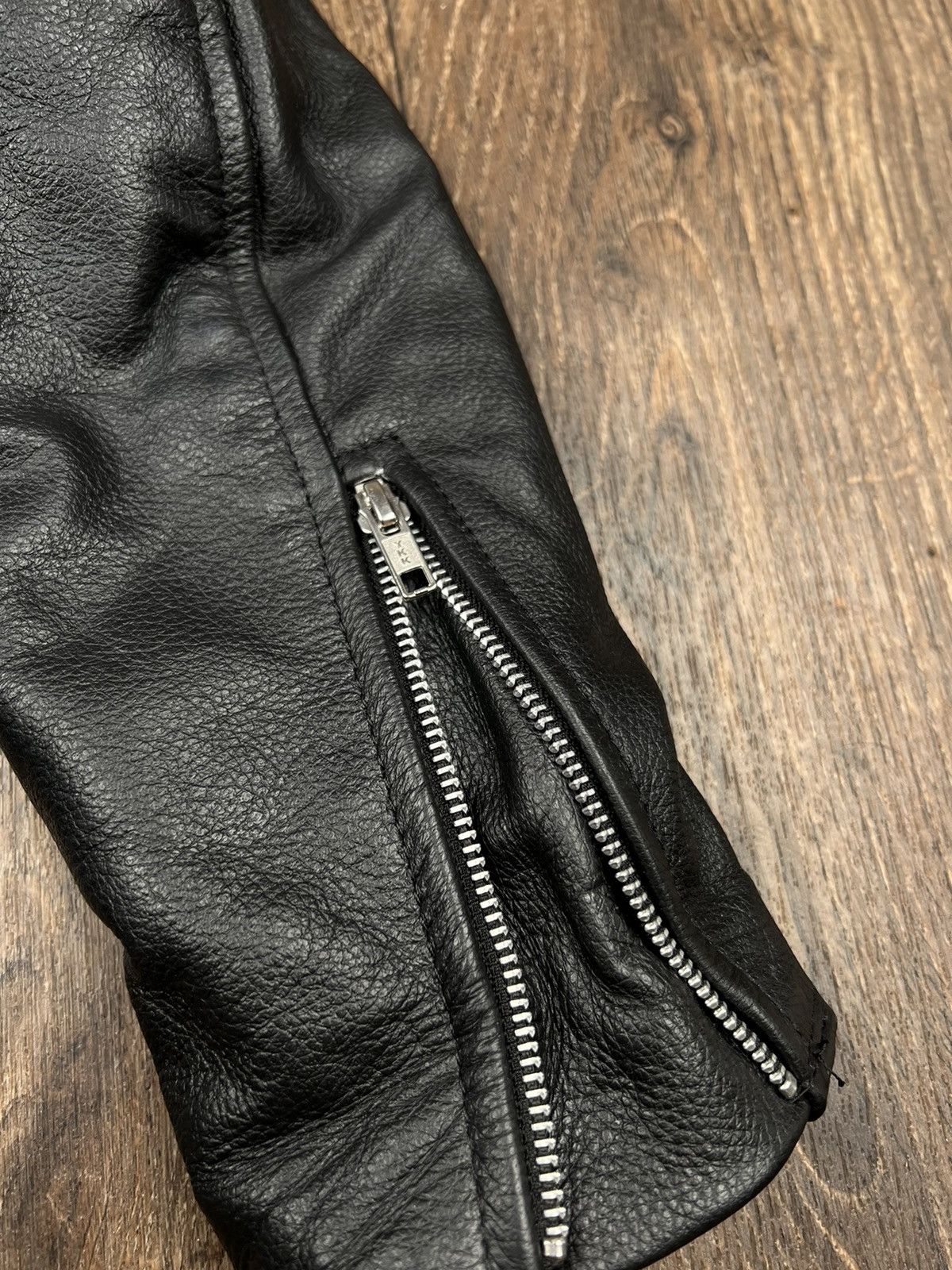 Vintage Leather Biker Jacket Vintage Texpeed YKK Size L / US 10 / IT 46 - 11 Thumbnail