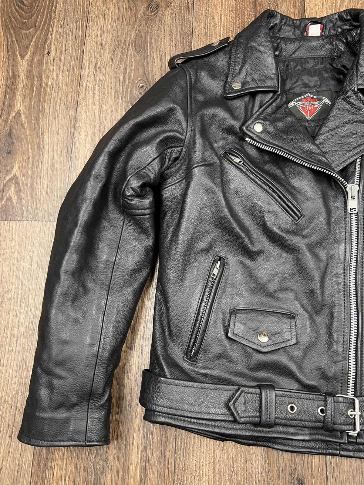 Vintage Leather Biker Jacket Vintage Texpeed YKK Size L / US 10 / IT 46 - 4 Thumbnail