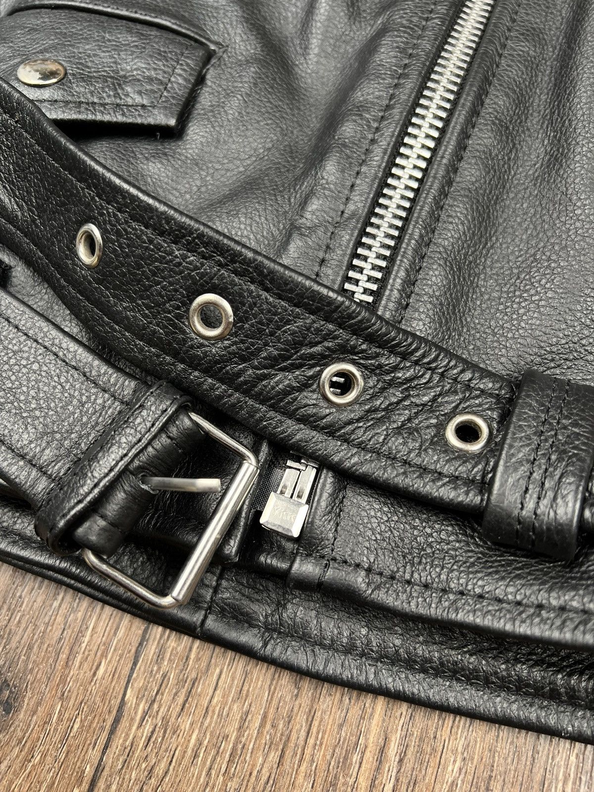 Vintage Leather Biker Jacket Vintage Texpeed YKK Size L / US 10 / IT 46 - 10 Thumbnail