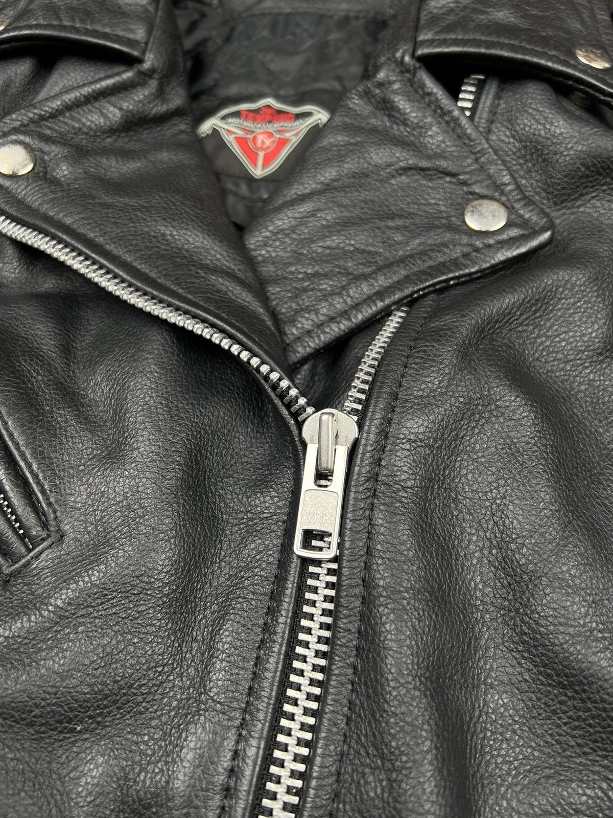 Vintage Leather Biker Jacket Vintage Texpeed YKK Size L / US 10 / IT 46 - 9 Thumbnail