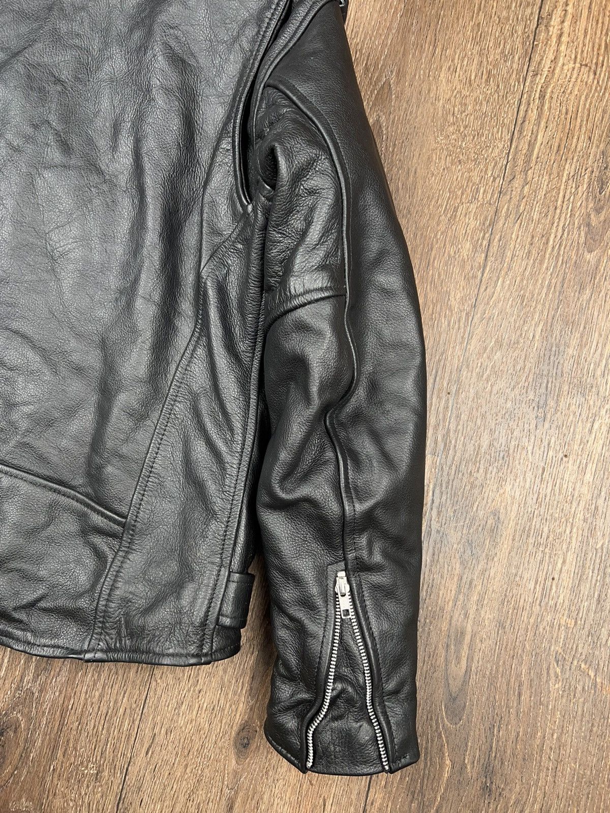 Vintage Leather Biker Jacket Vintage Texpeed YKK Size L / US 10 / IT 46 - 22 Thumbnail