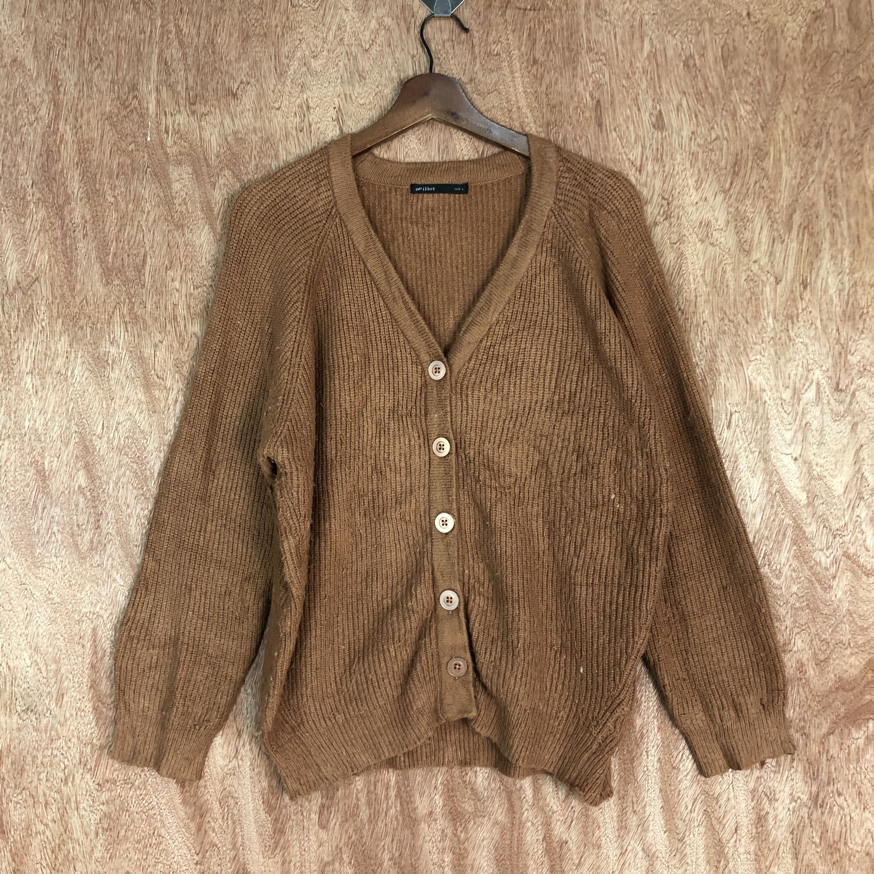 Japanese Brand D Oeillet Brown Cardigan knitwear japan vintage #c487 Size US L / EU 52-54 / 3 - 1 Thumbnail