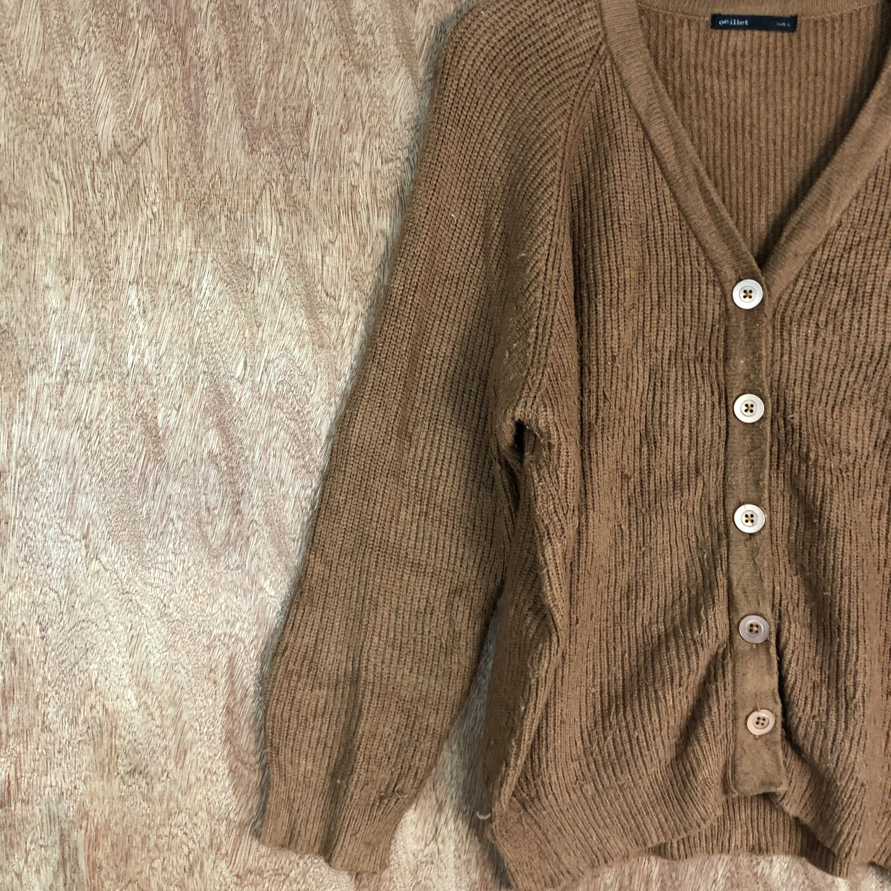 Japanese Brand D Oeillet Brown Cardigan knitwear japan vintage #c487 Size US L / EU 52-54 / 3 - 7 Thumbnail