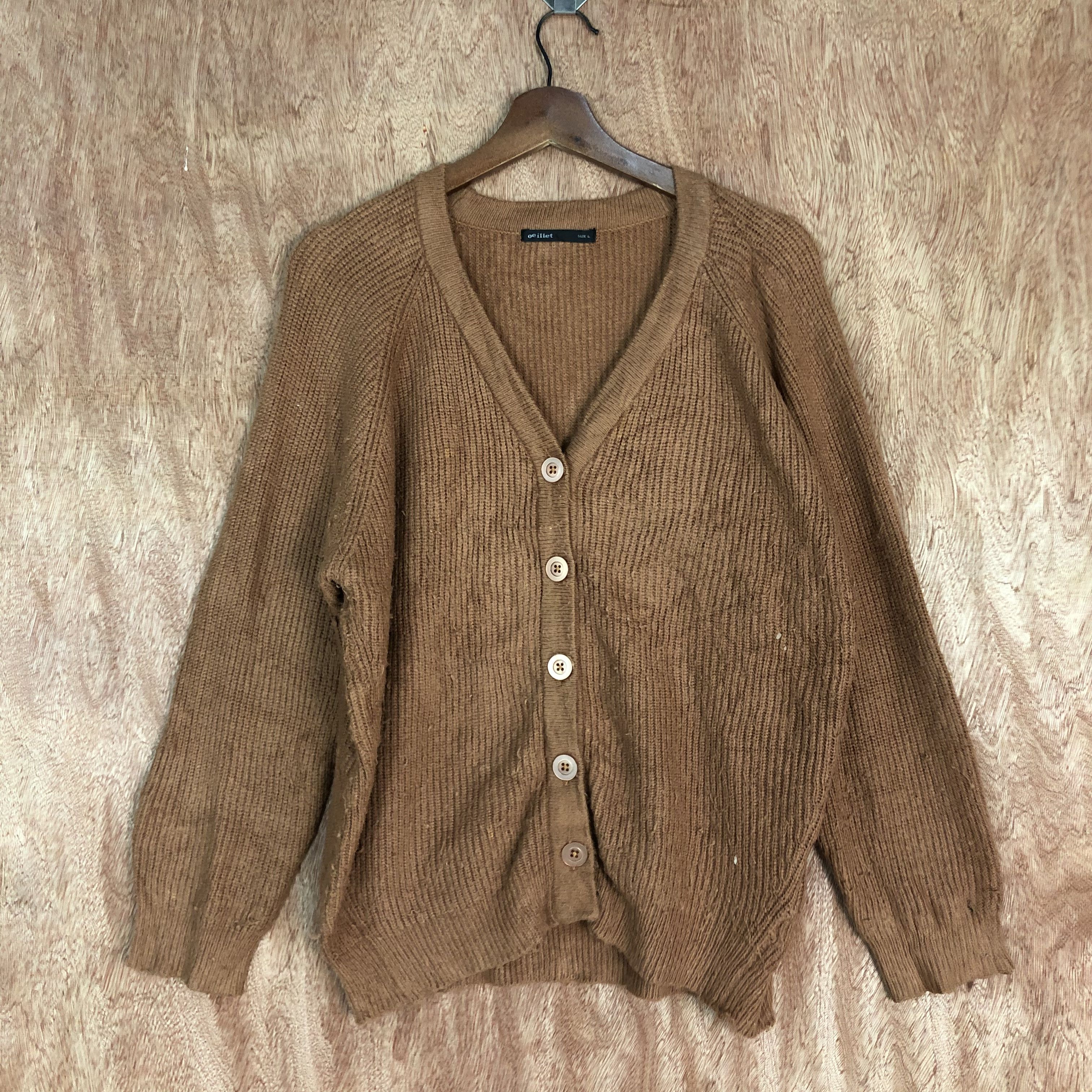 Japanese Brand D Oeillet Brown Cardigan knitwear japan vintage #c487 Size US L / EU 52-54 / 3 - 3 Thumbnail