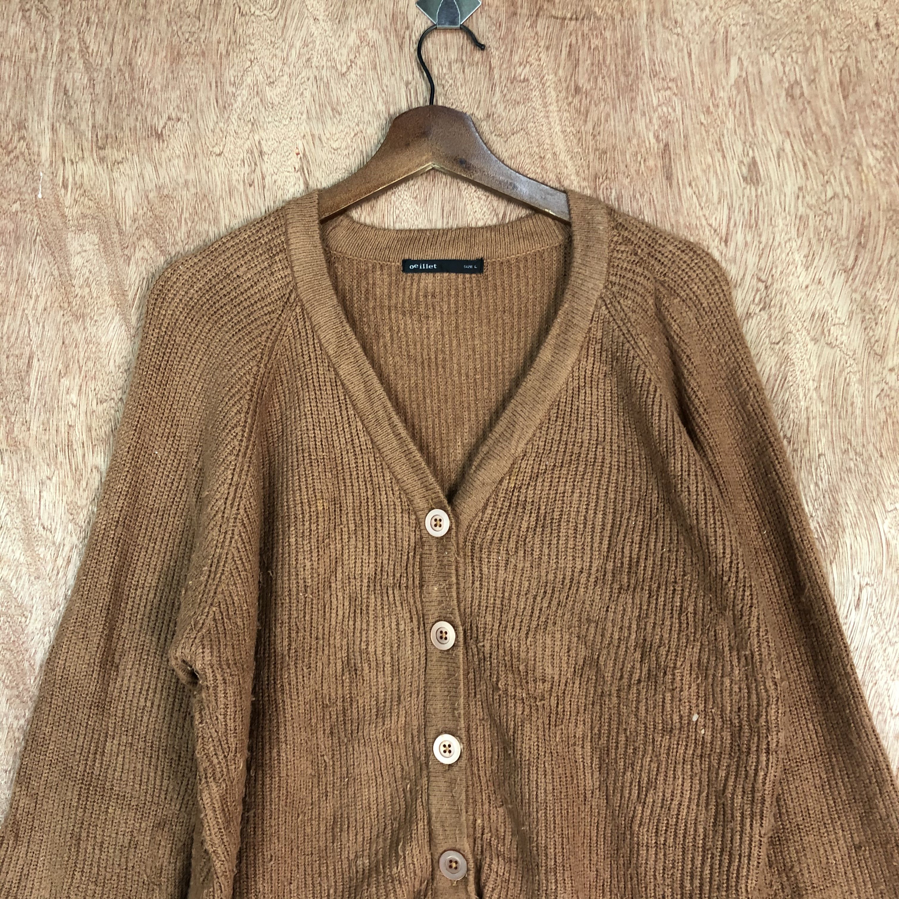 Japanese Brand D Oeillet Brown Cardigan knitwear japan vintage #c487 Size US L / EU 52-54 / 3 - 2 Thumbnail