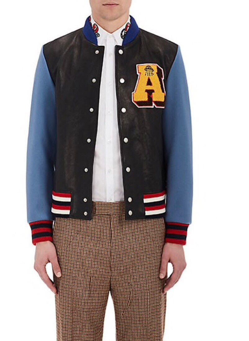 Gucci Gucci Embellished Leather Varsity Jacket Size US L / EU 52-54 / 3 - 1 Preview